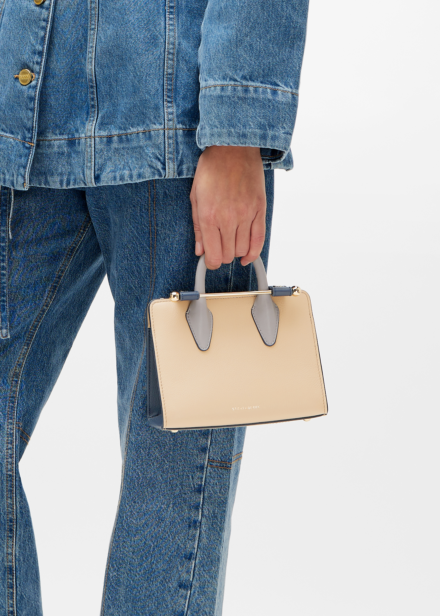 

Strathberry nano tote bag, Beige