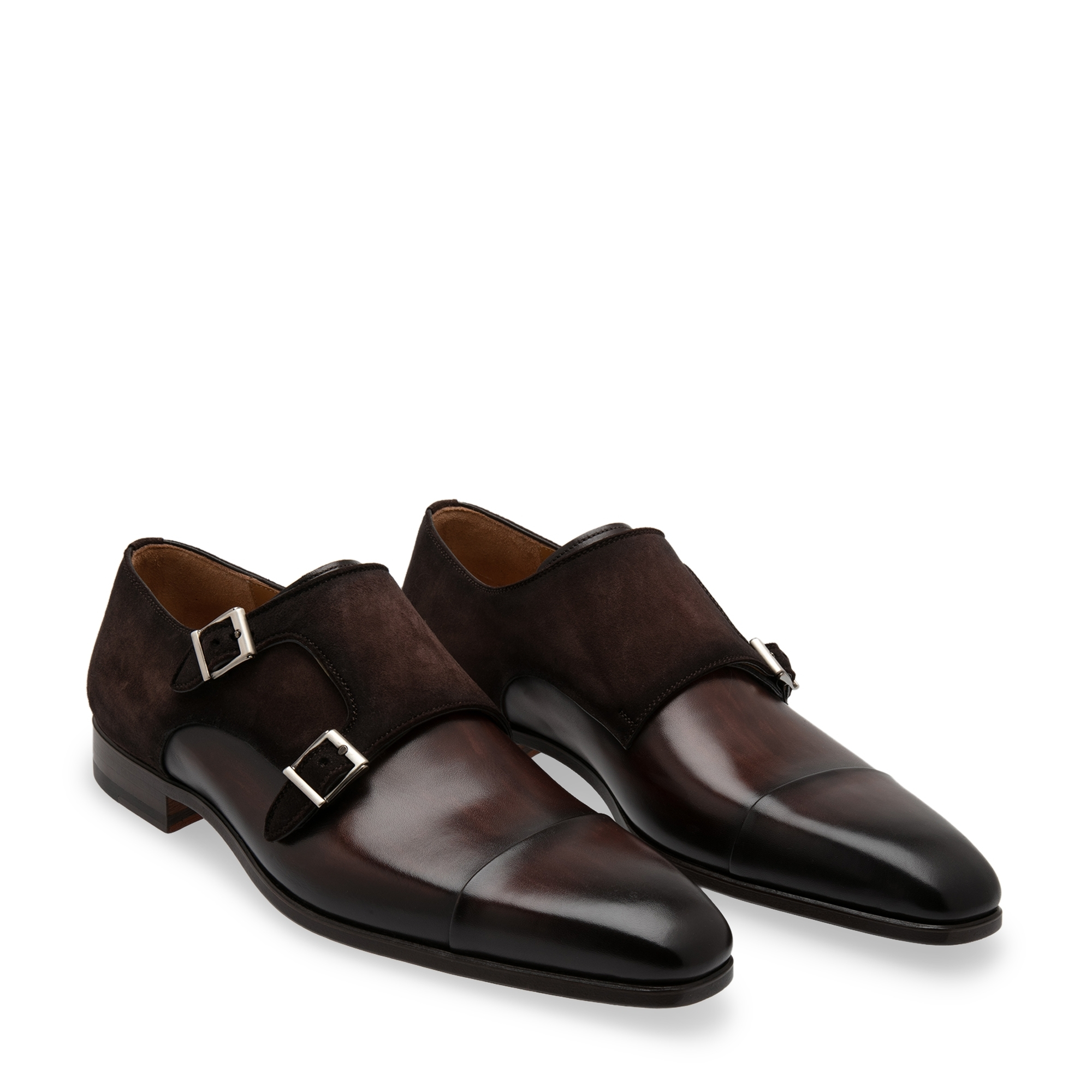 

Leather monk-strap shoes, Brown