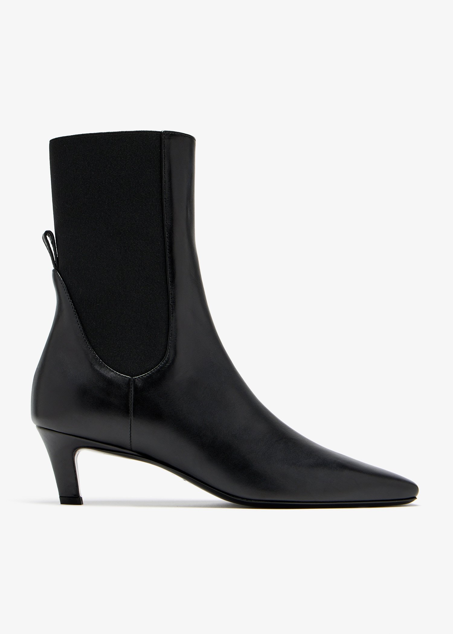 

Leather mid-heel boots, Black