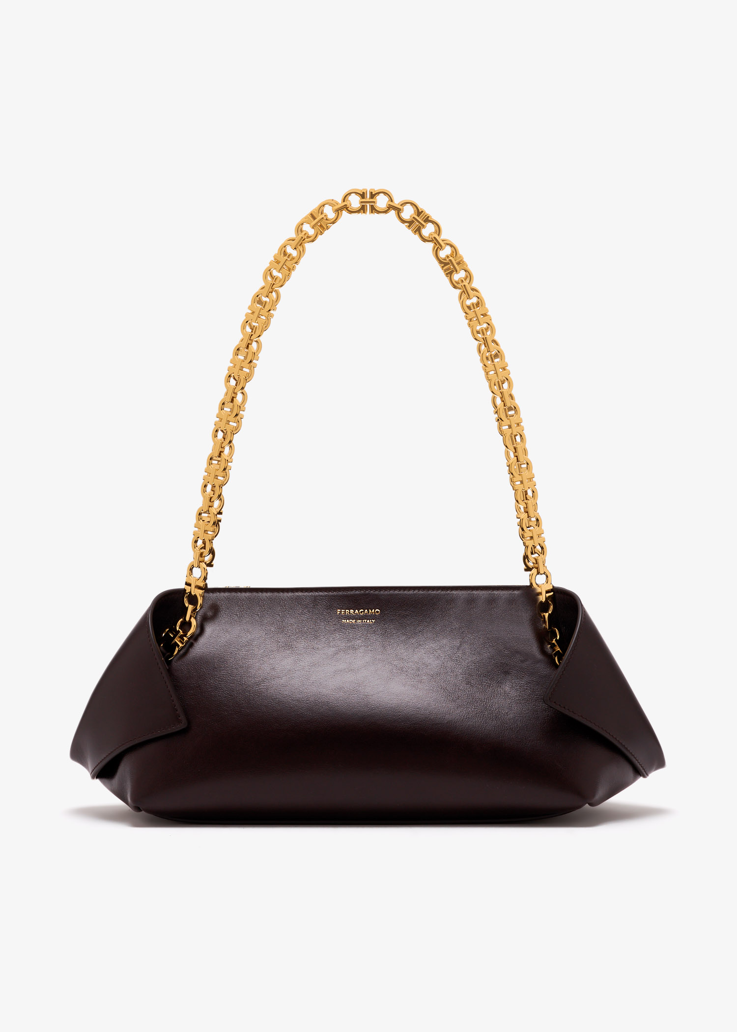 

Folded small shoulder bag, Brown