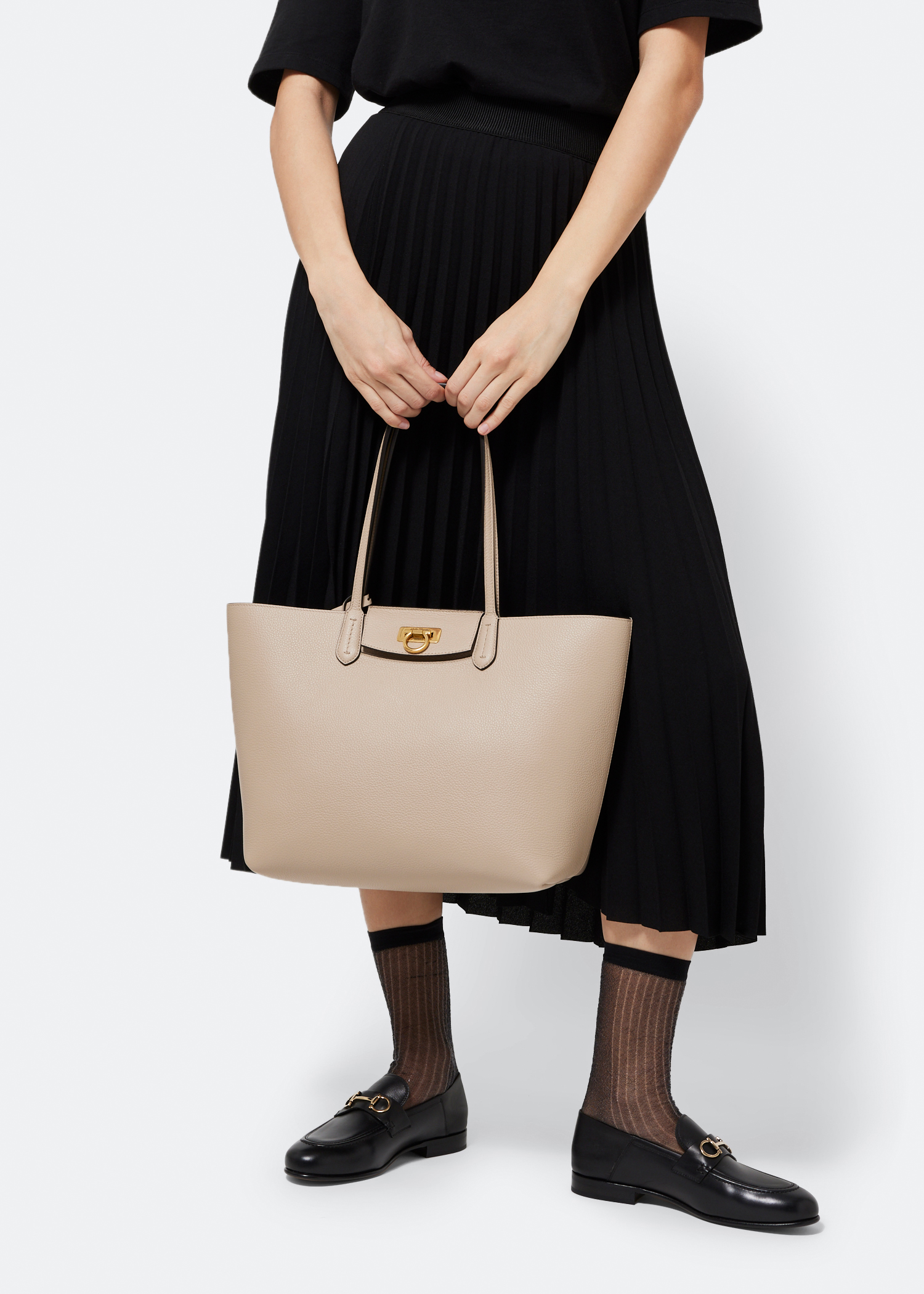 

Gancini small tote bag, Beige