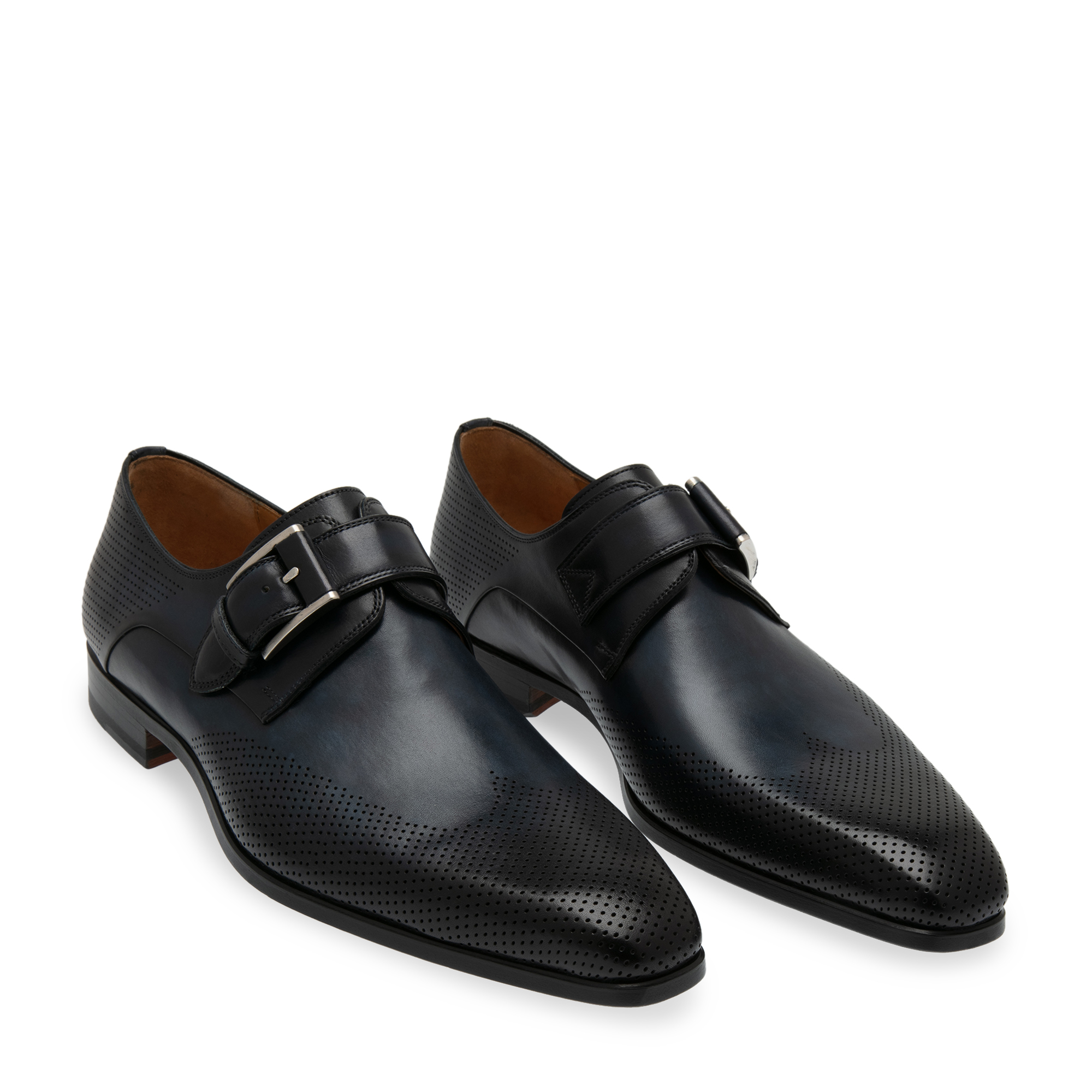 

Leather monk strap shoes, Blue