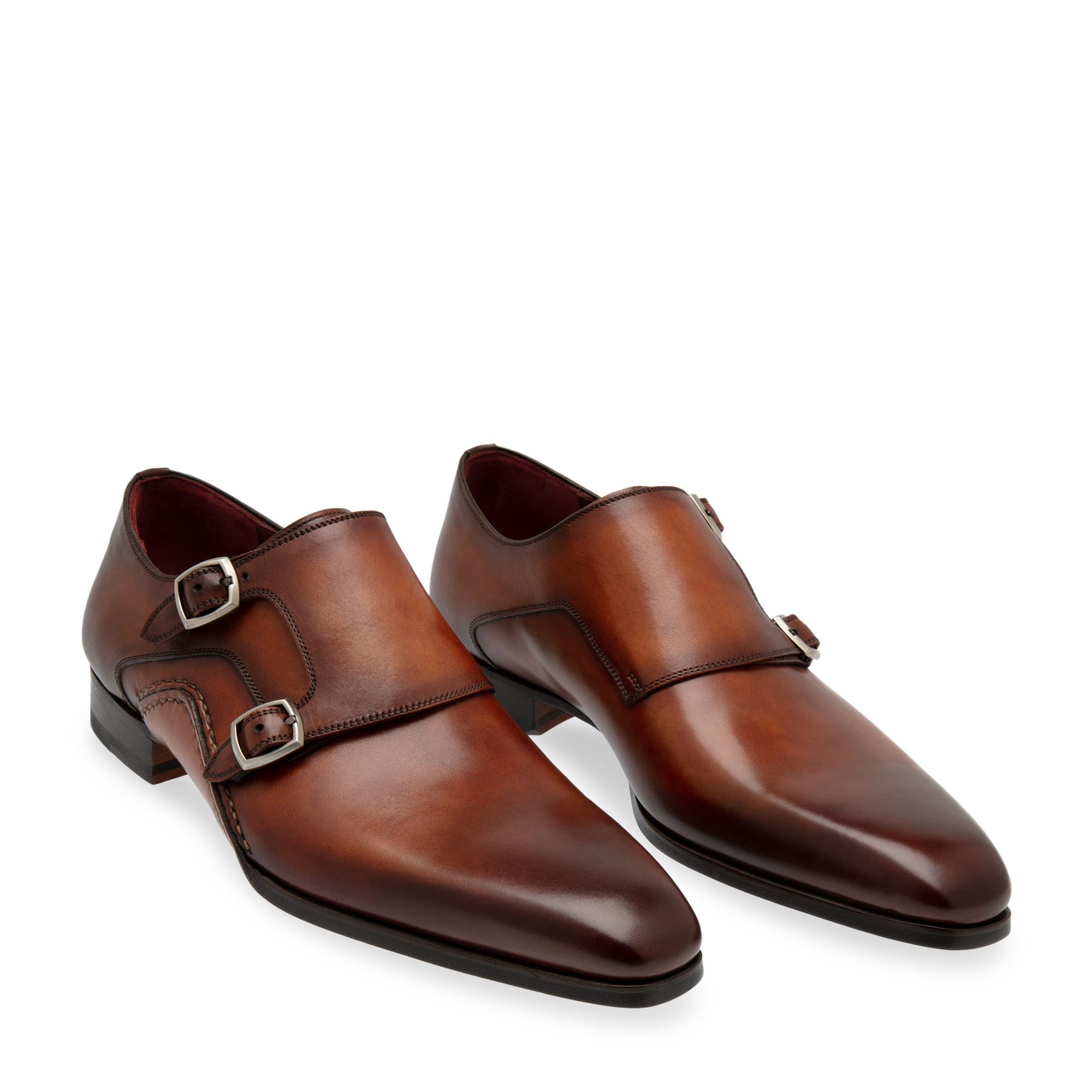 

Leather monk strap shoes, Brown