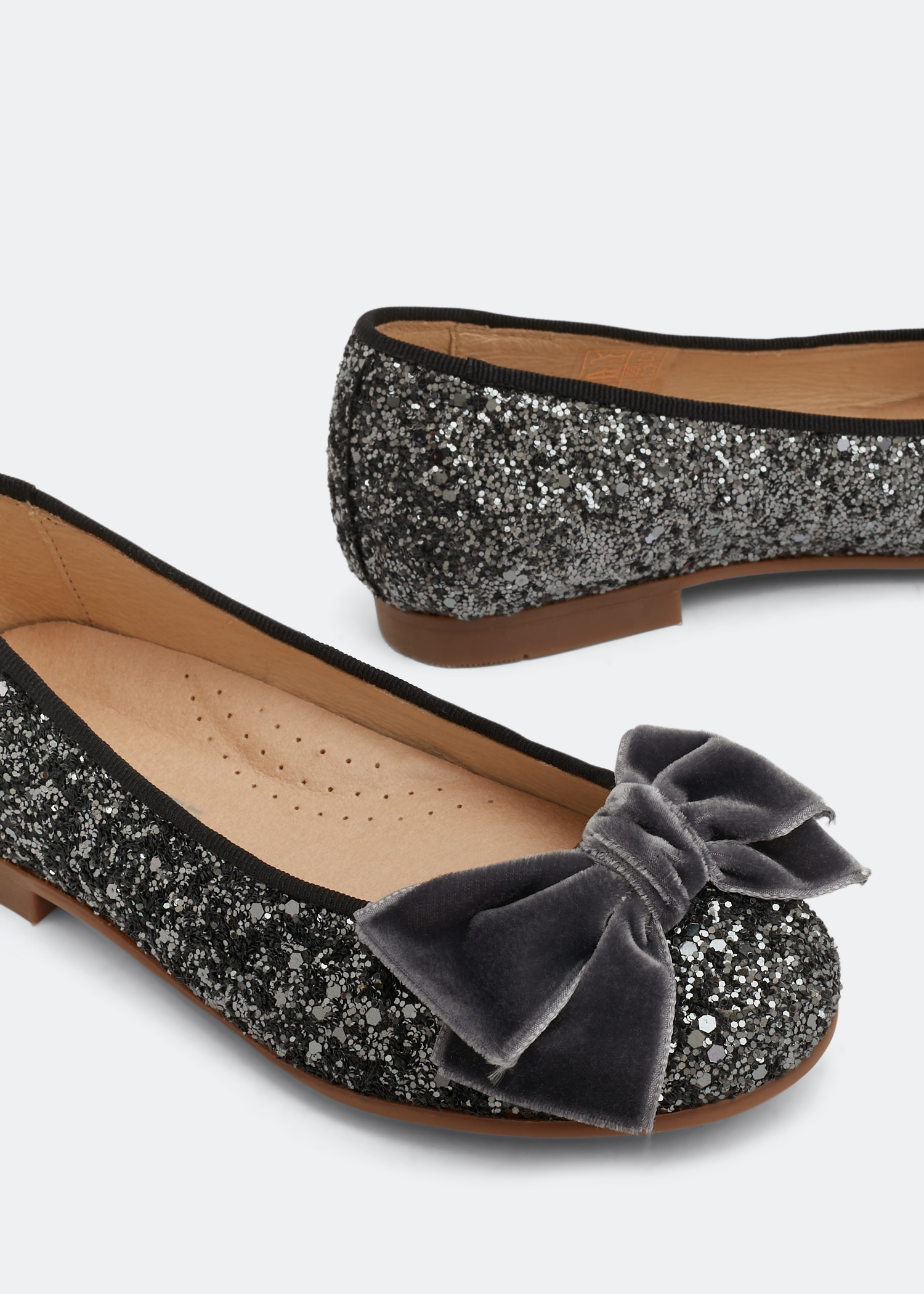 

Glitter bow ballerinas, Grey