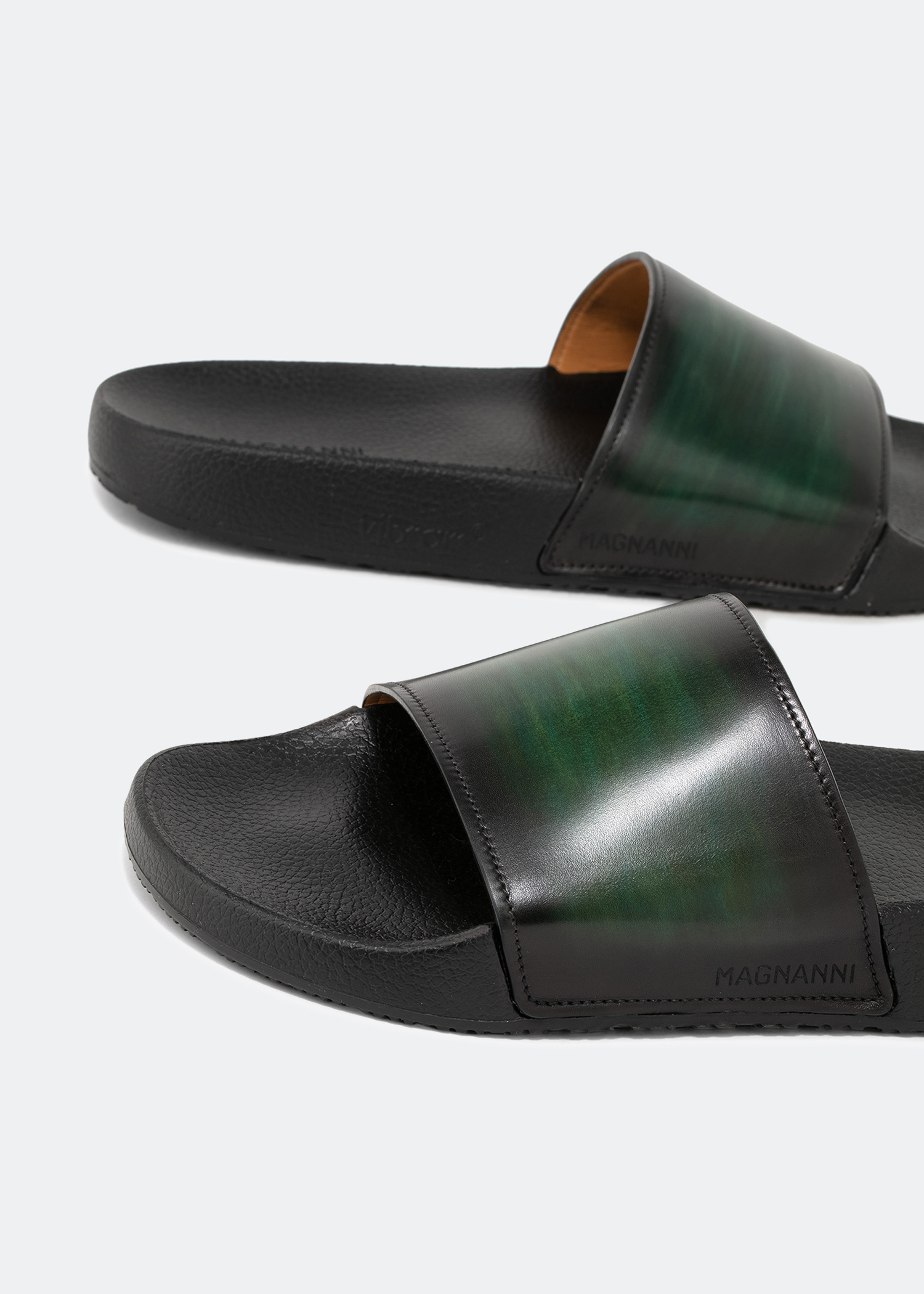 

Leather slides, Green