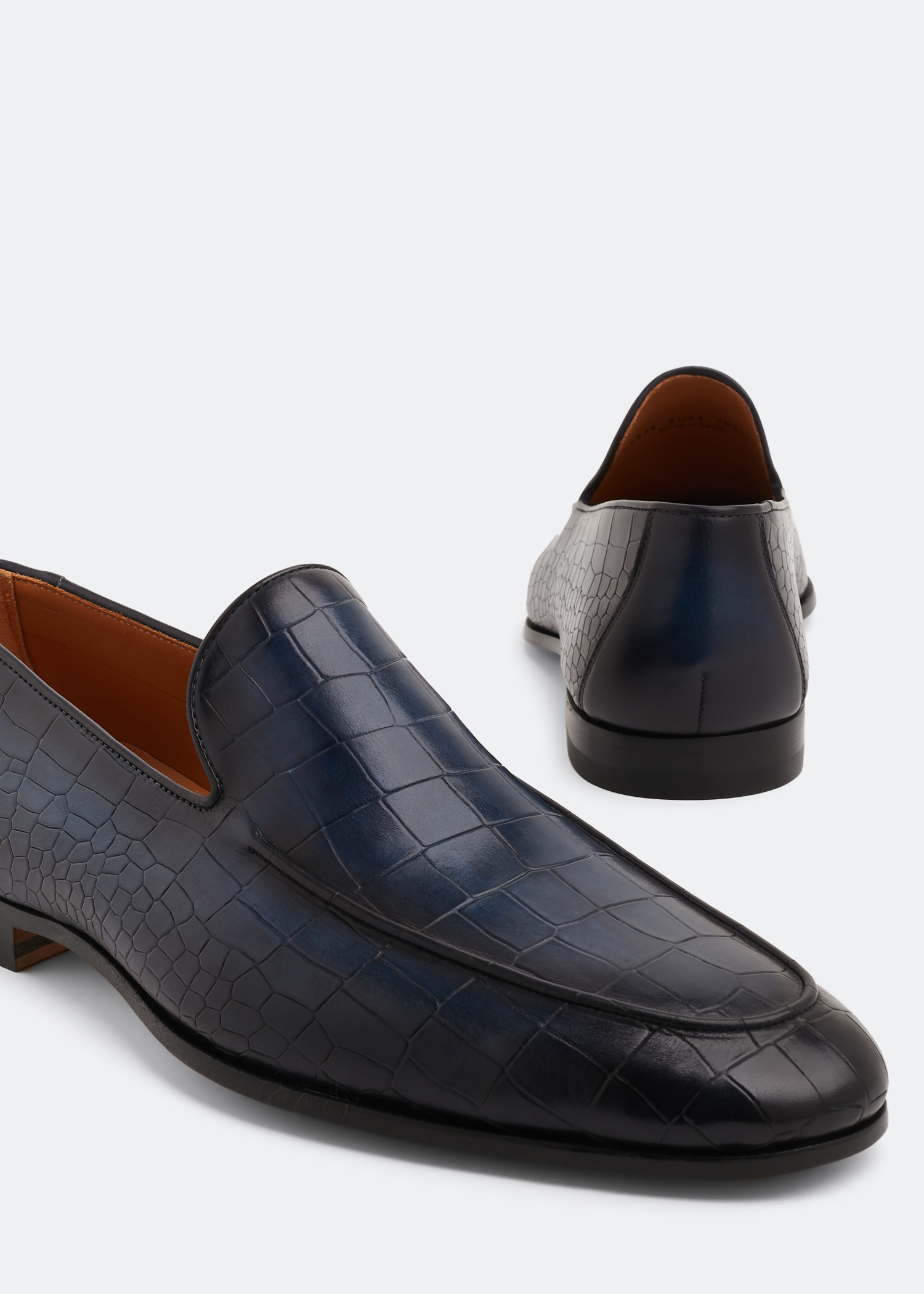 

Alligator effect-leather loafers, Blue