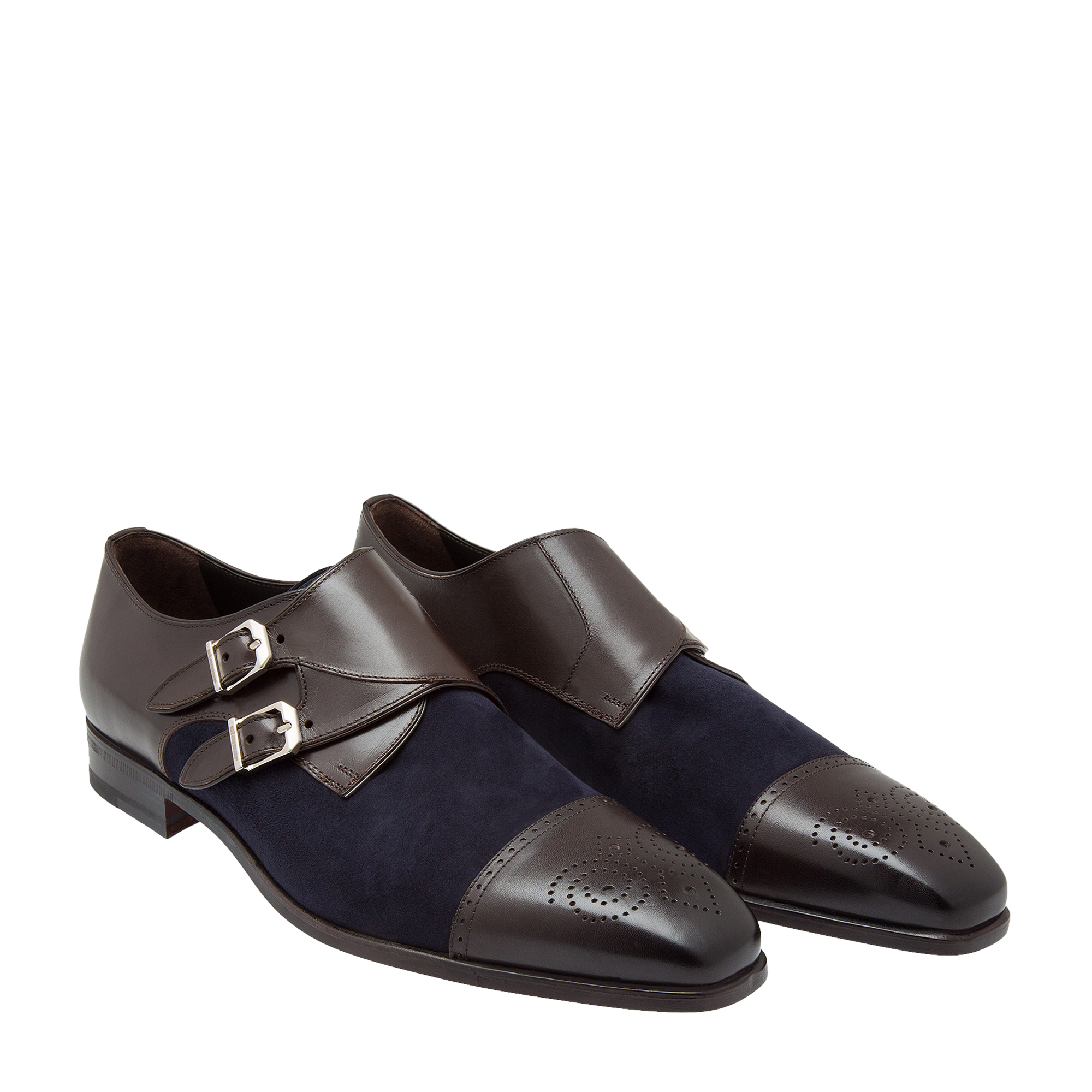 

Leather monk strap shoes, Blue