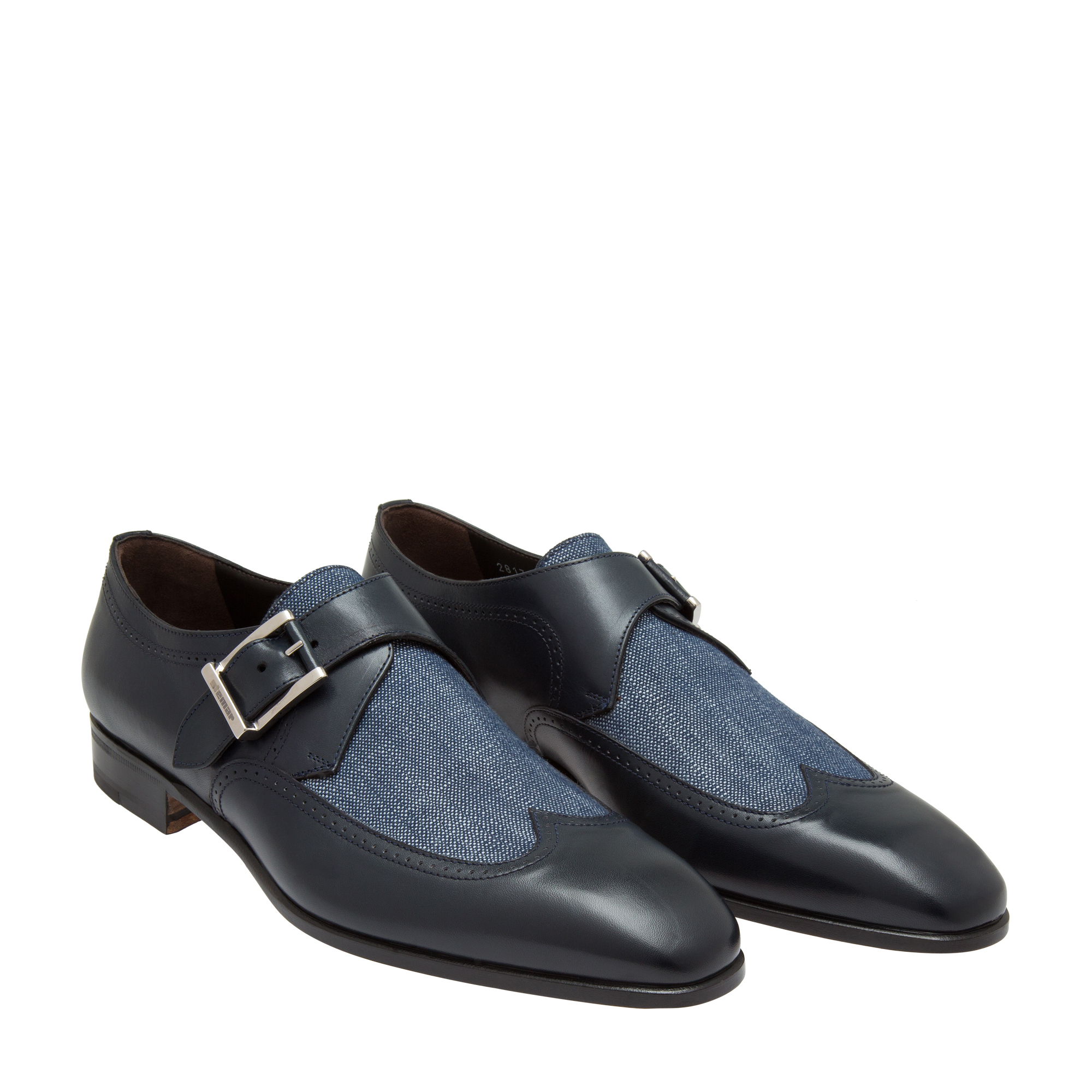 

Leather monk strap loafers, Blue