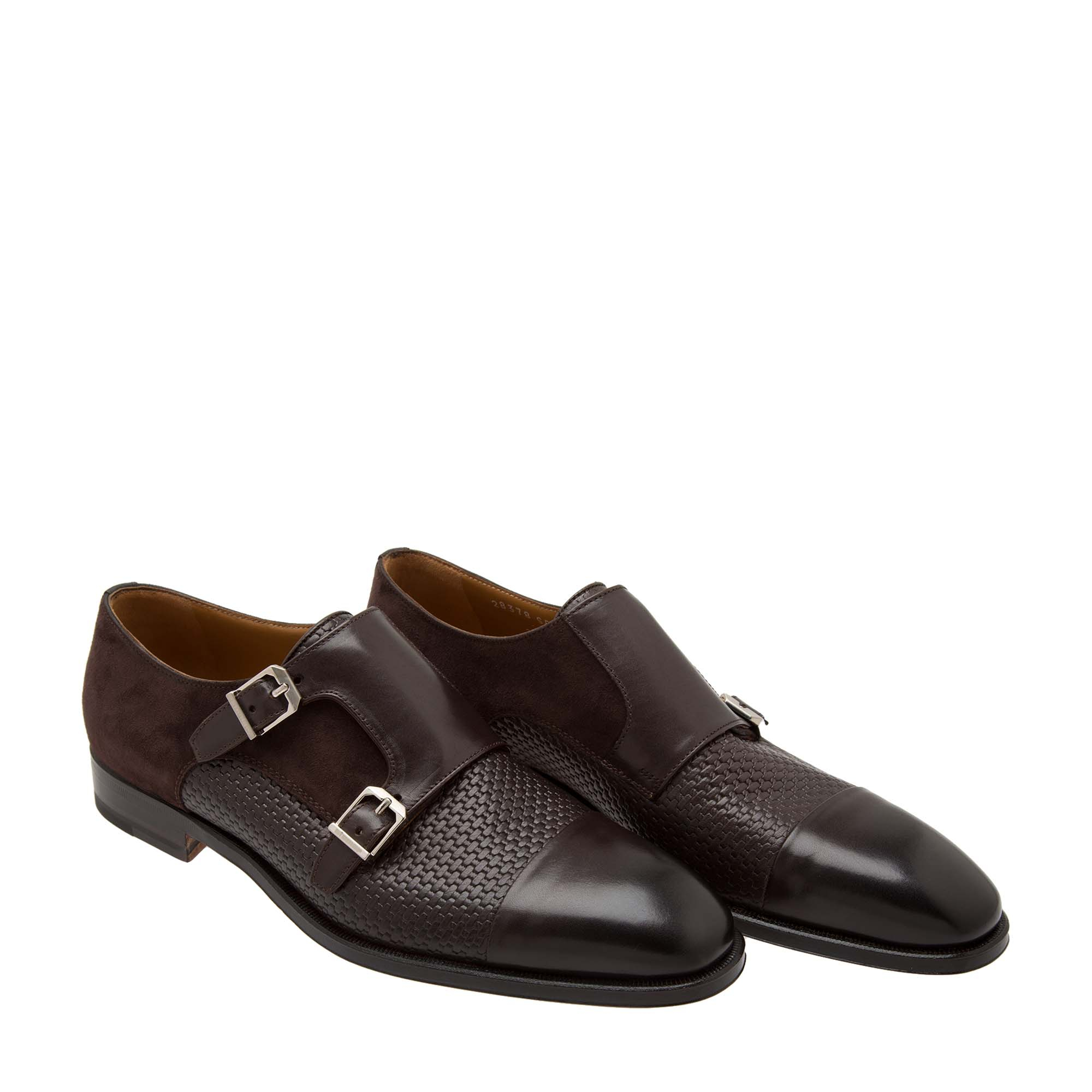 

Leather monk strap shoes, Black