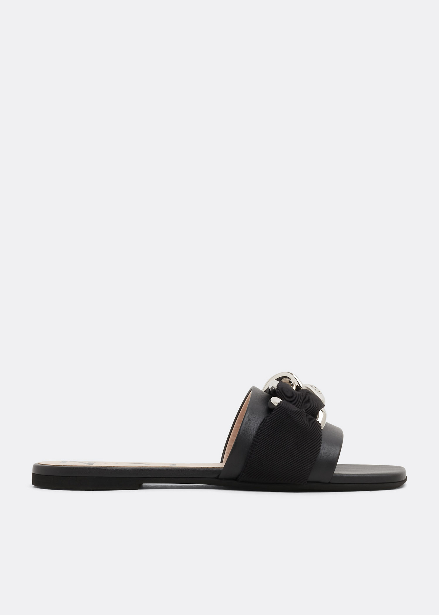 NO.21 Chunky chain embellished slide sandals for Women Black in UAE Level Shoes