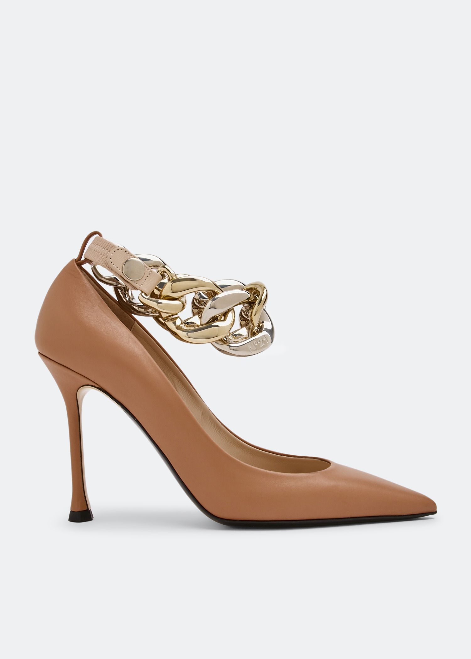 

Chunky chain-embellished pumps, Beige