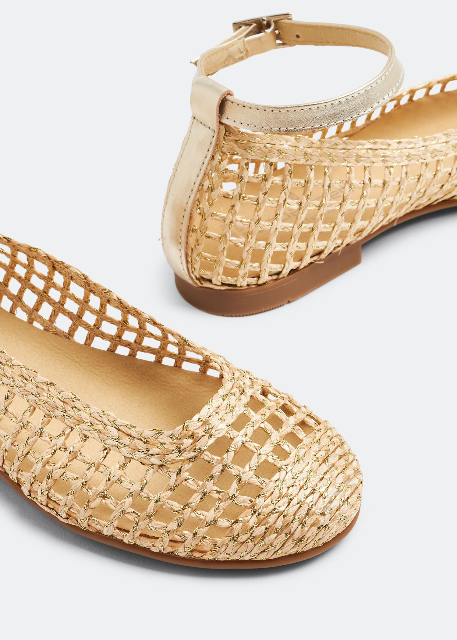 

Woven ballet flats, Beige