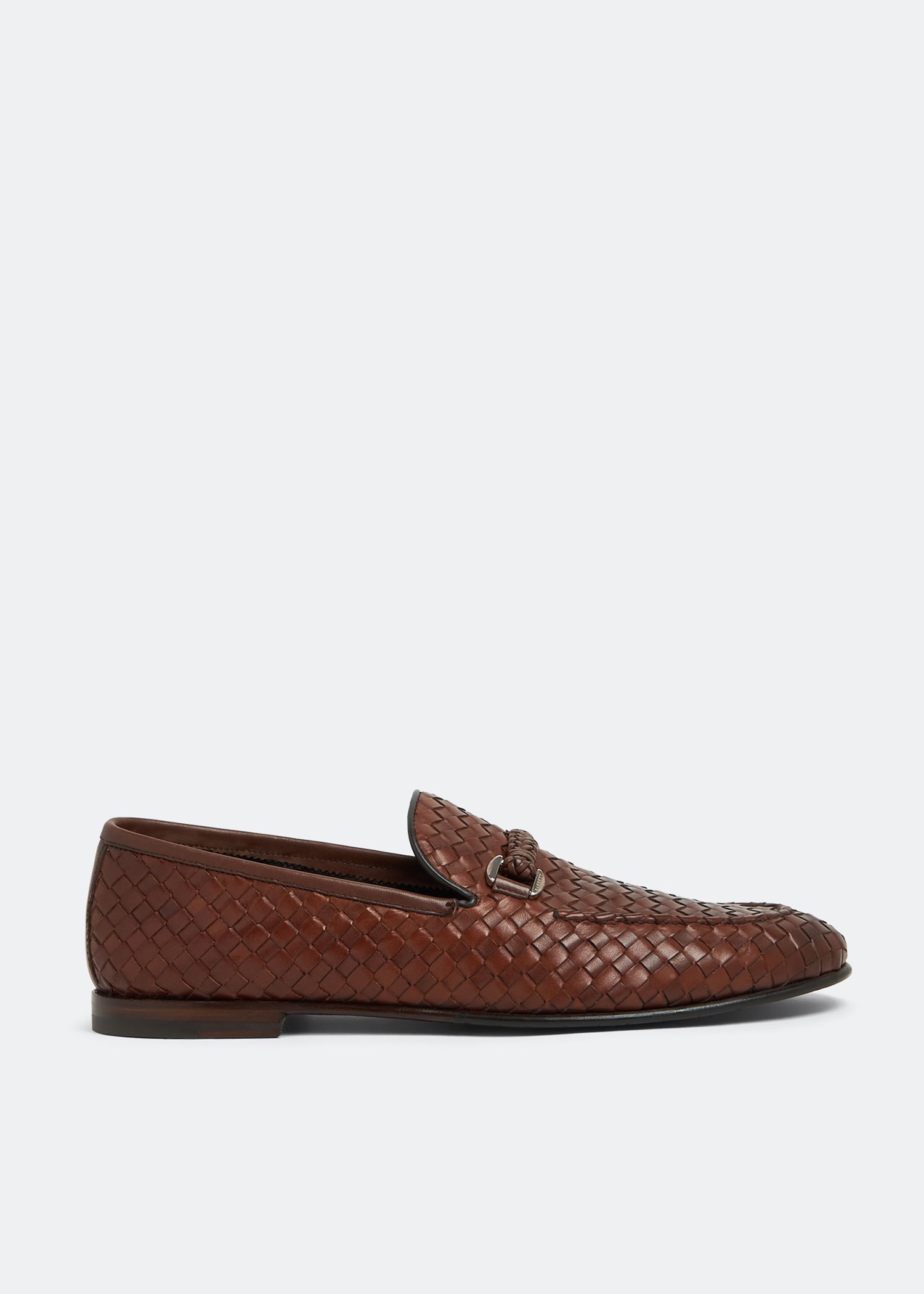

Leather woven loafers, Brown