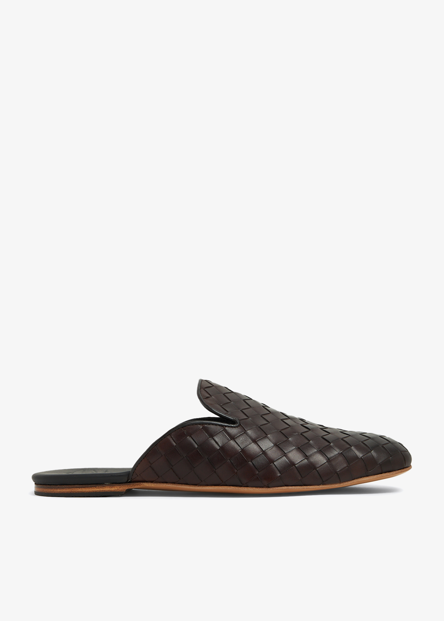 

Leather woven slippers, Brown