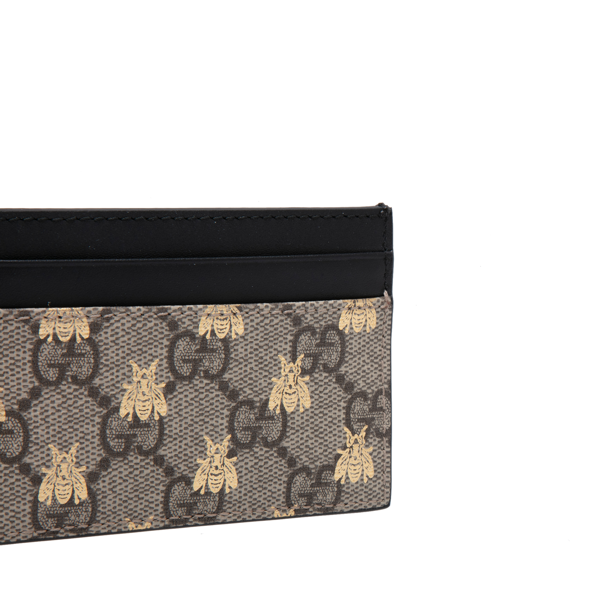 

GG Supreme bees cardholder, Beige