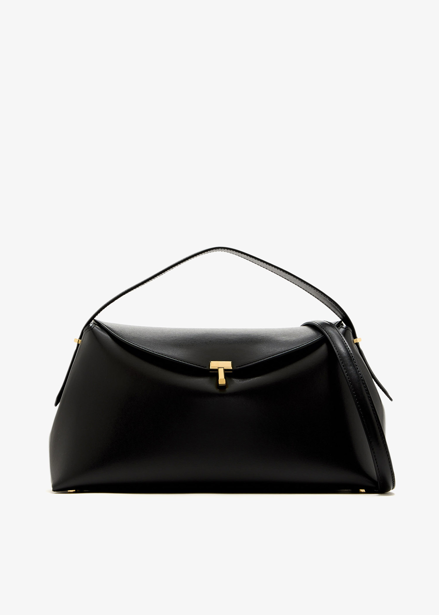 

T-Lock palmellato leather top handle bag, Black