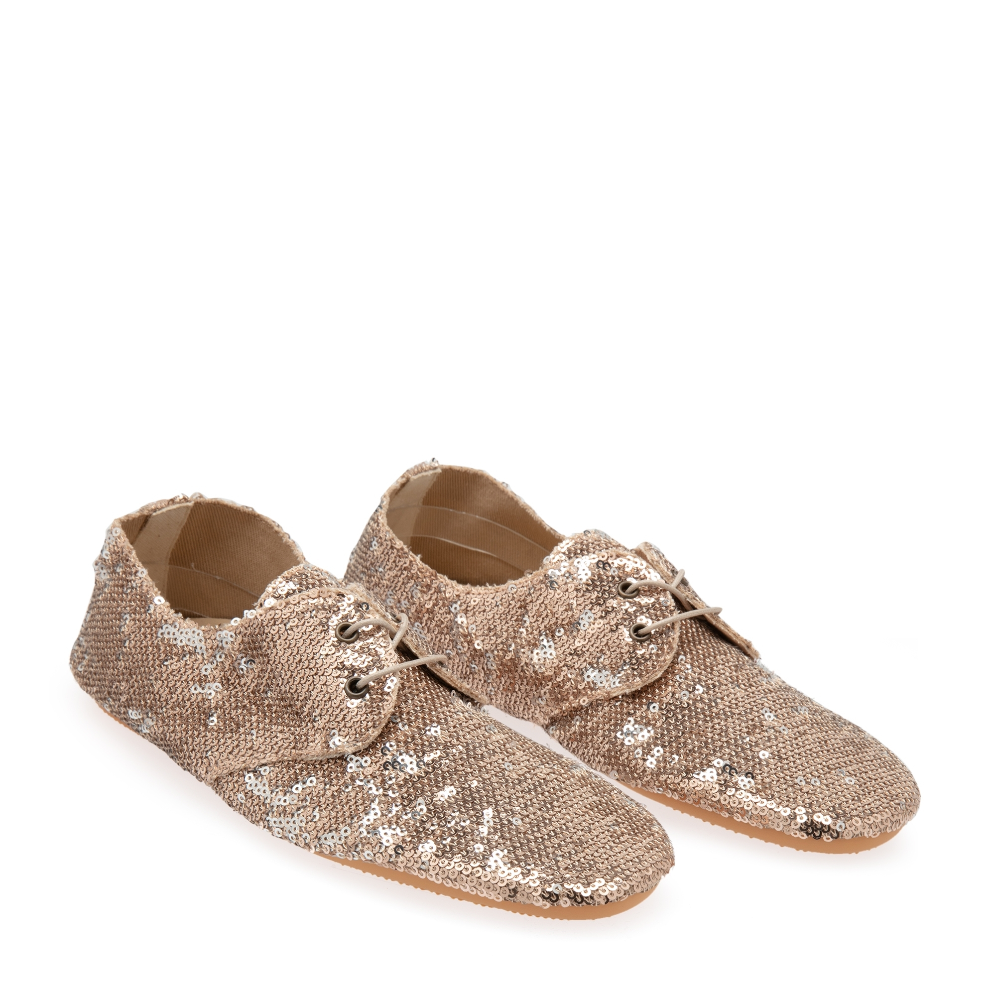 

Sequin lace-up flats, Pink