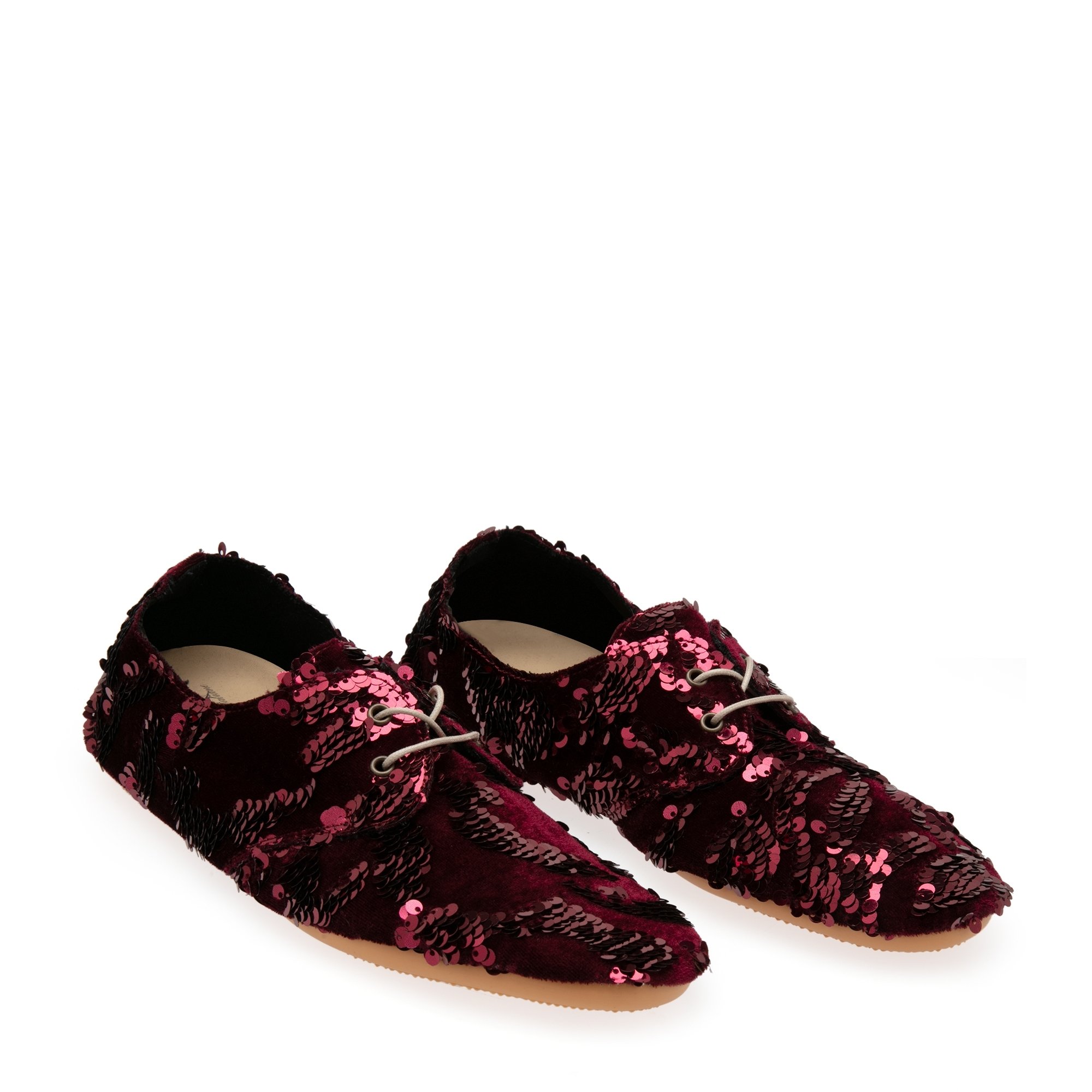 

Sequin lace-up flats, Red