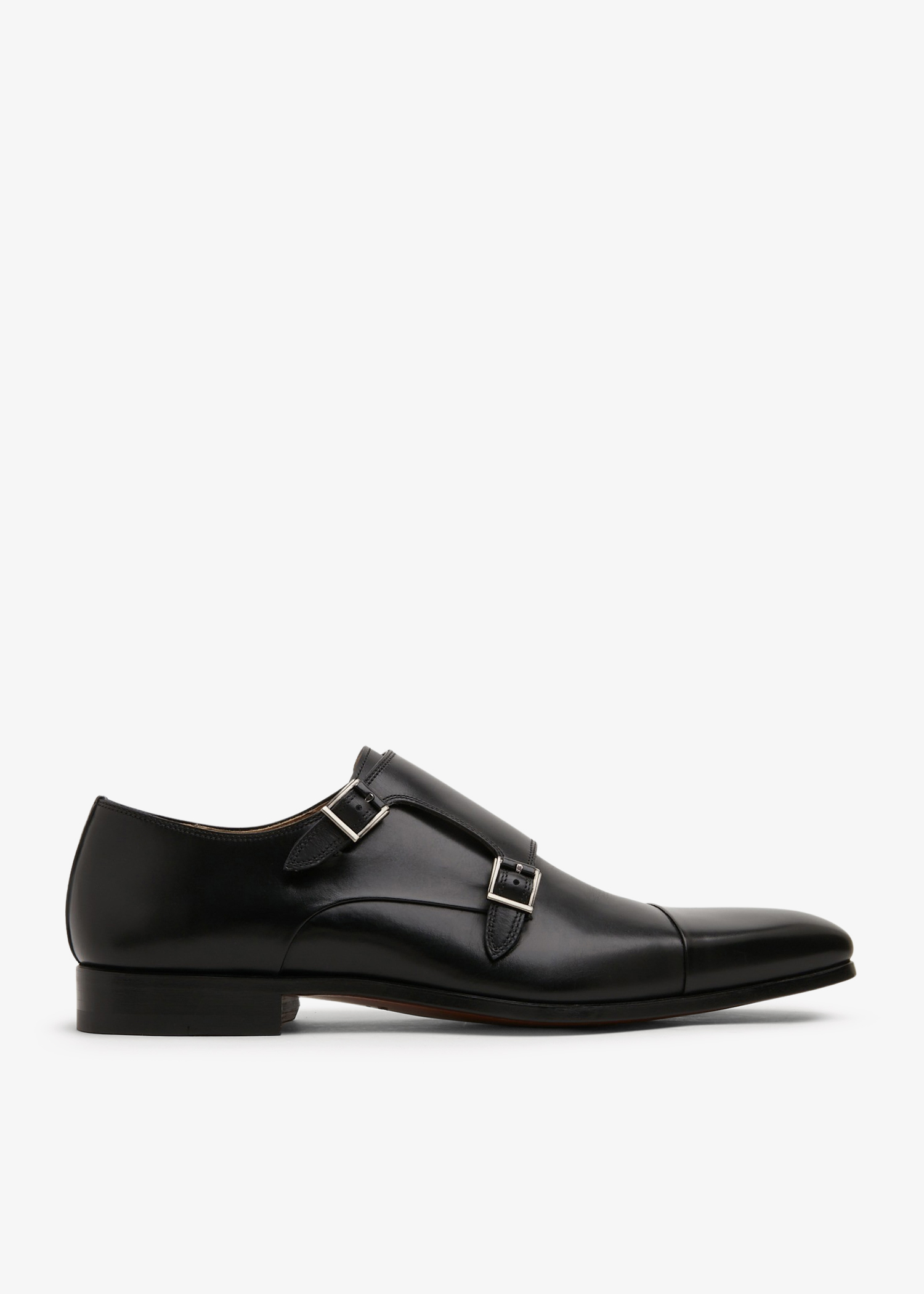 

Leather monk strap shoes, Black
