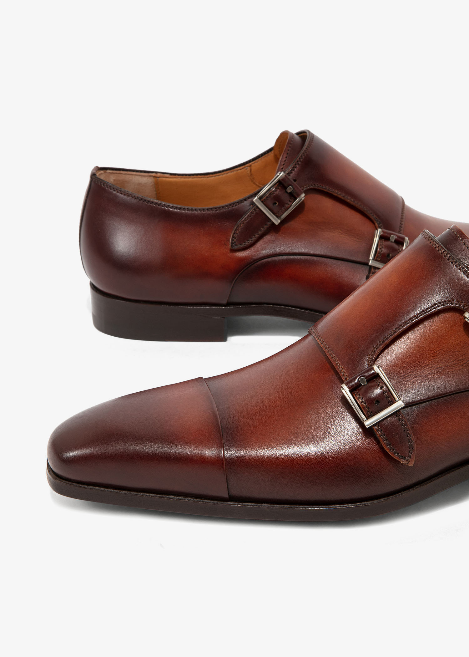 Magnanni Leather monk strap shoes for Men Brown in Bahrain Level Shoes