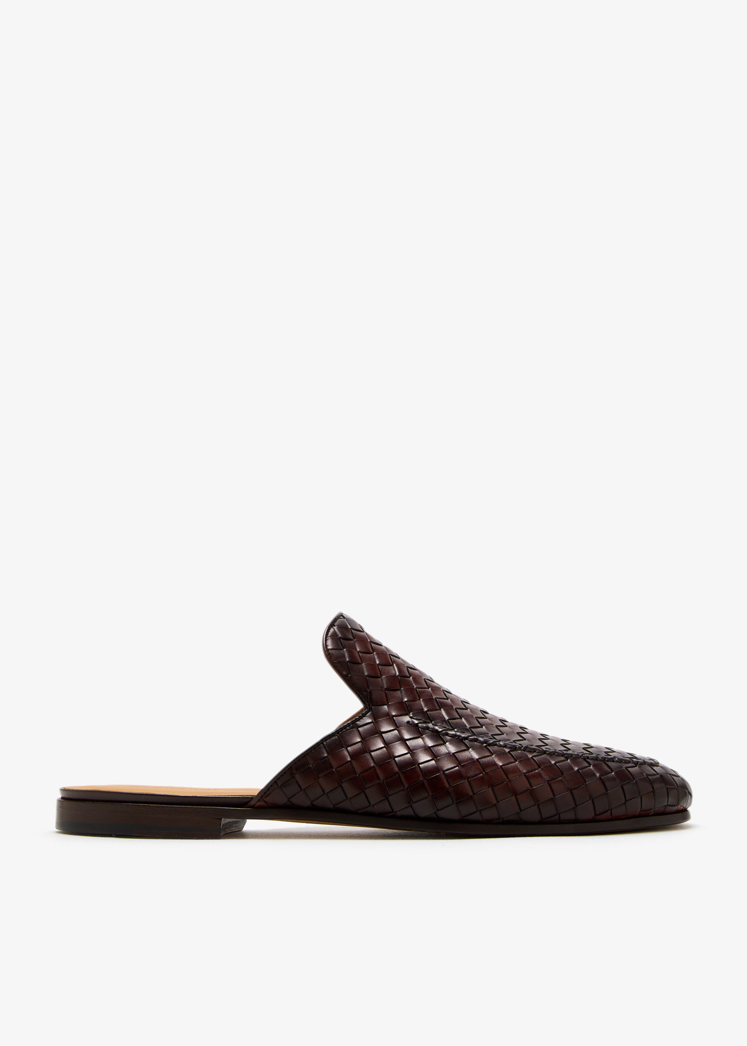 

Woven leather slippers, Brown