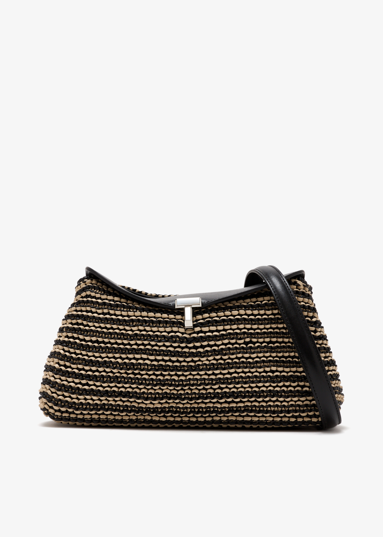 

T-Lock woven clutch, Beige