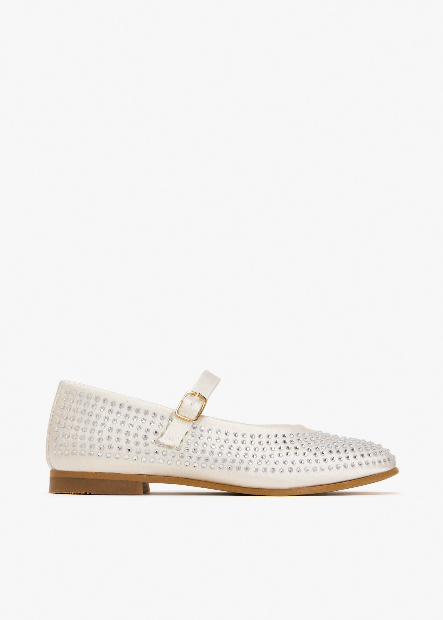 

Crystal-embellished ballerinas, Cream