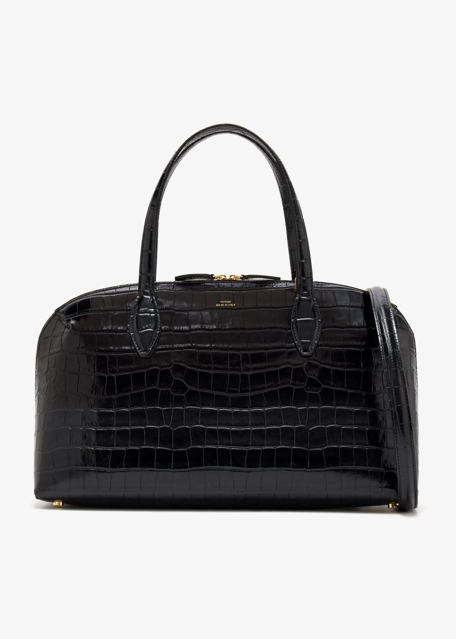 

Medium croco-embossed day tote bag, Black