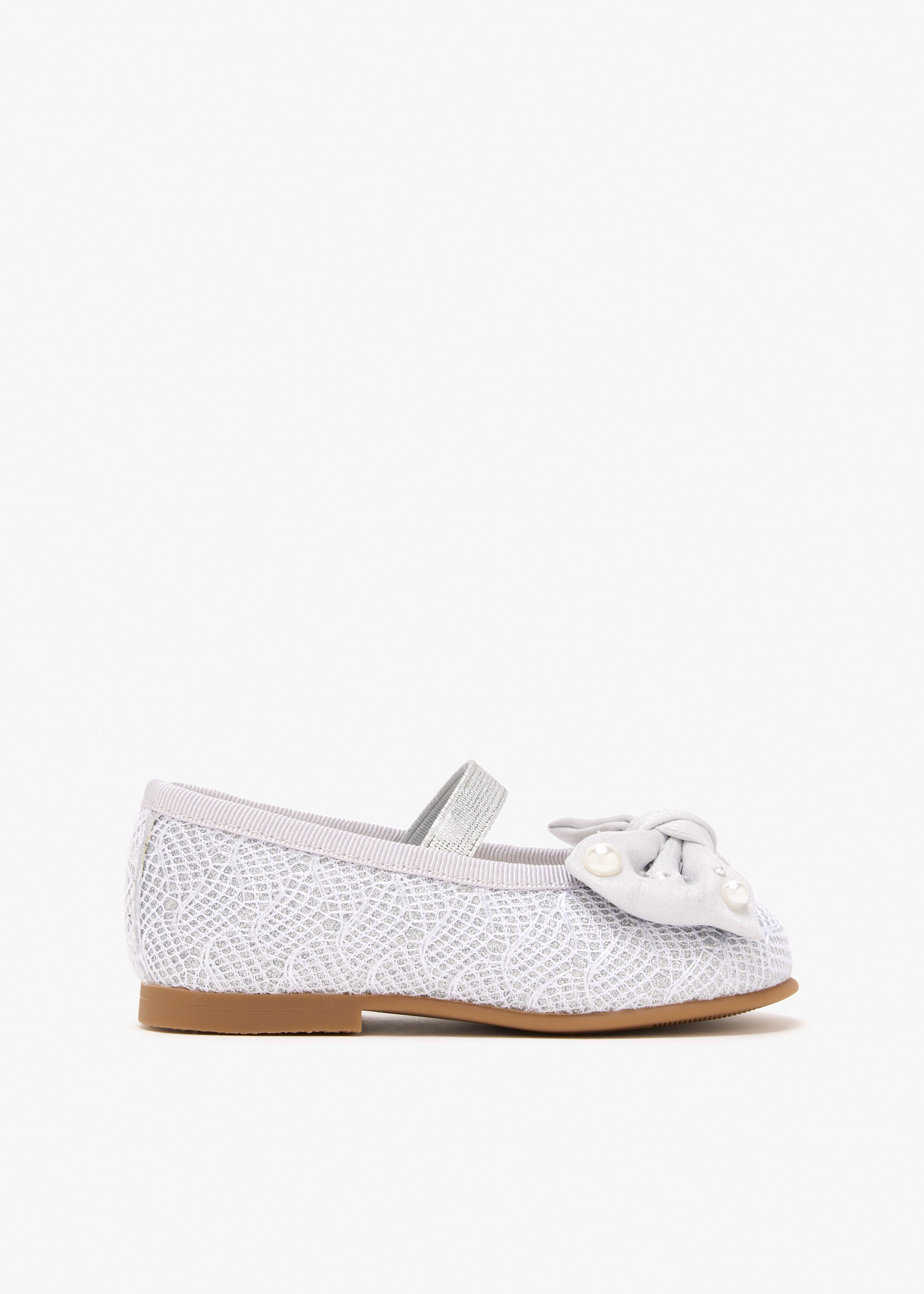 

Bow-embellished ballerinas, Silver