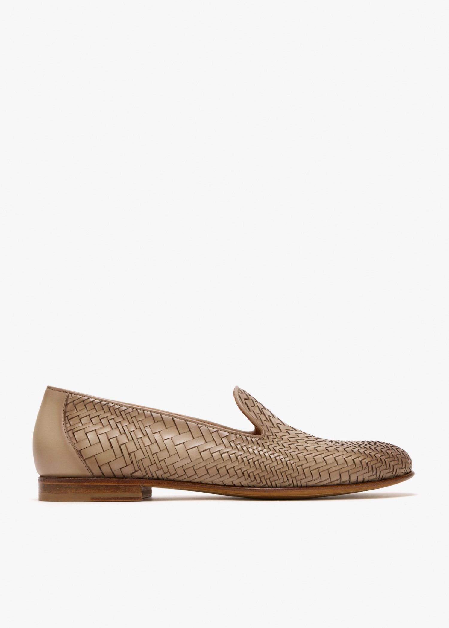 

Woven leather loafers, Beige