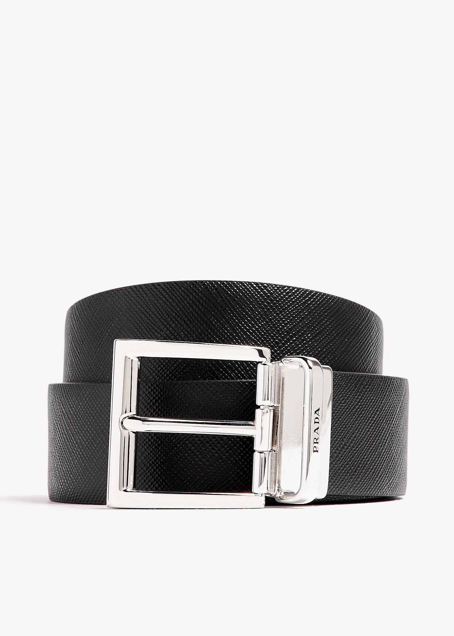 

Reversible Saffiano leather belt, Black