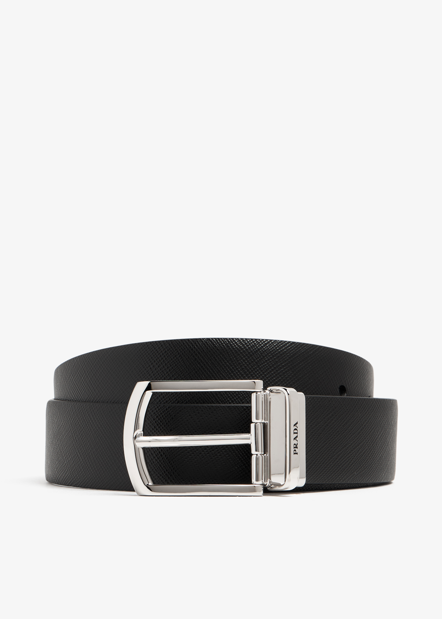 

Reversible Saffiano leather belt, Black