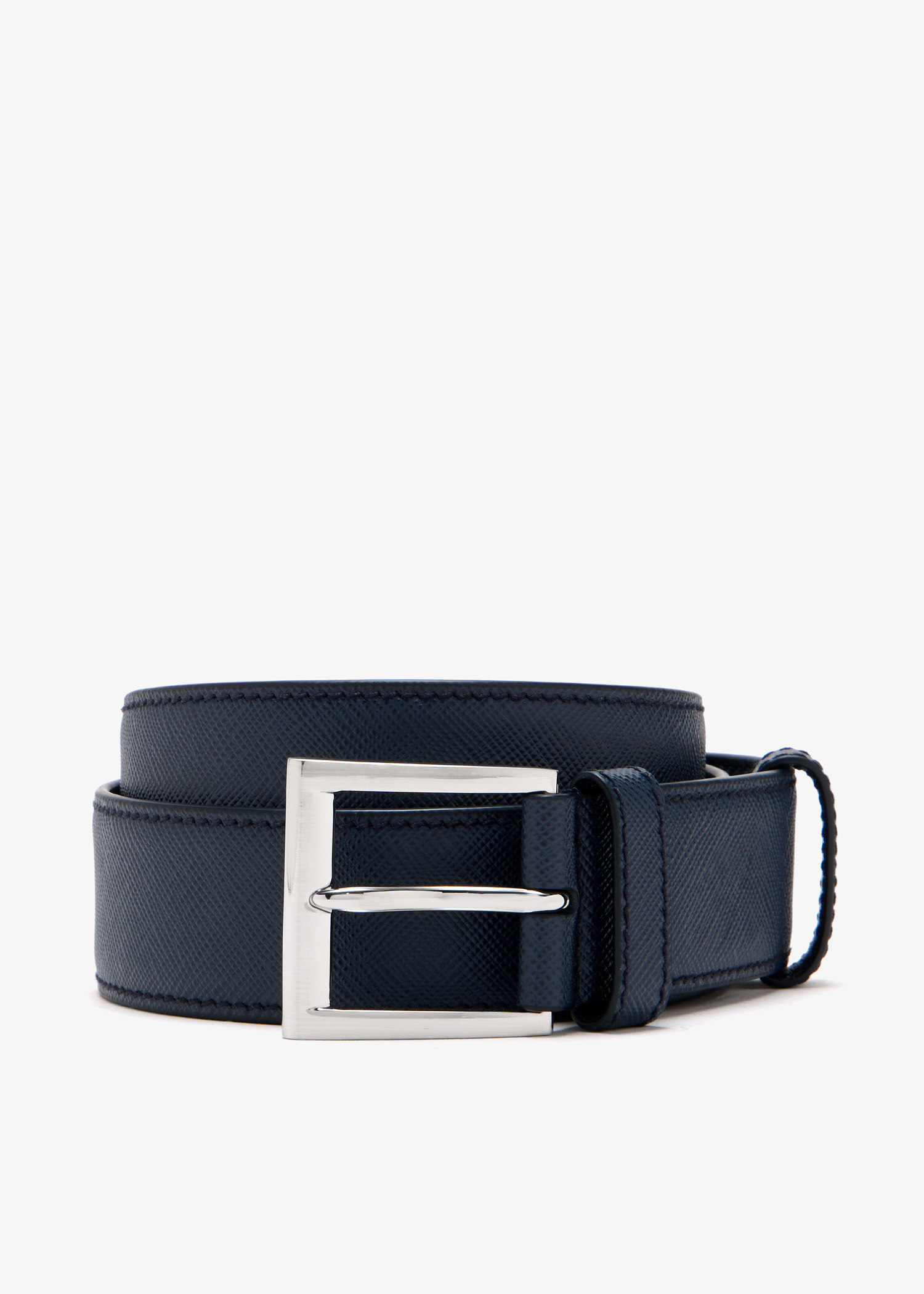 

Saffiano leather belt, Navy