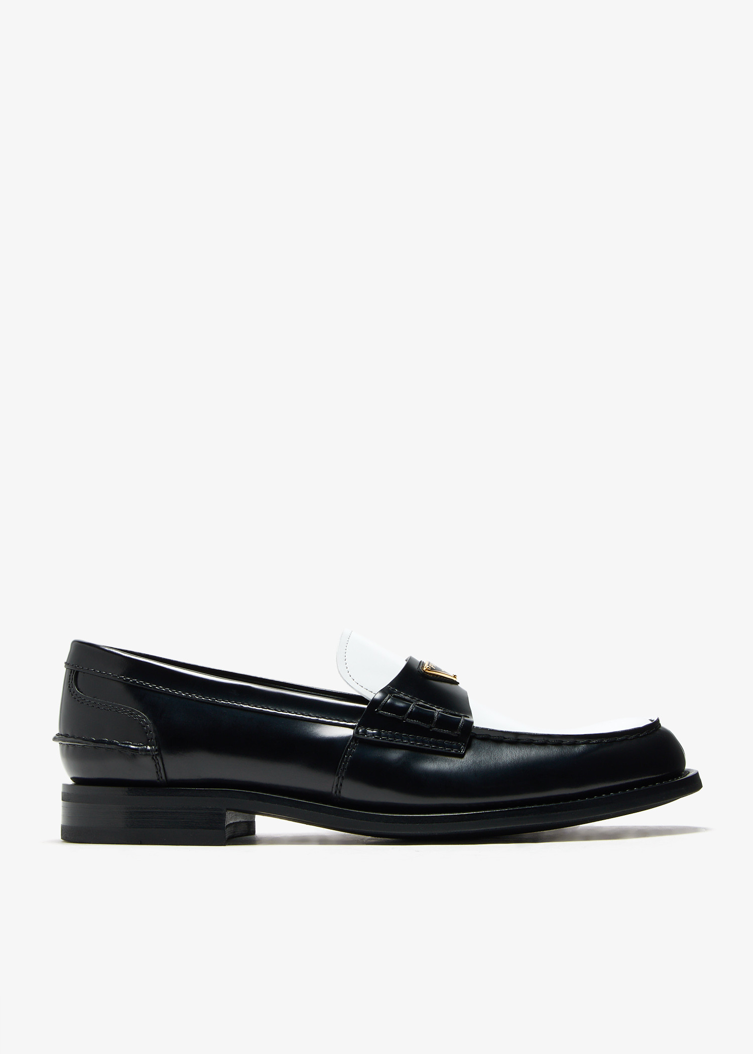 

Two-tone brushed leather loafers, Black