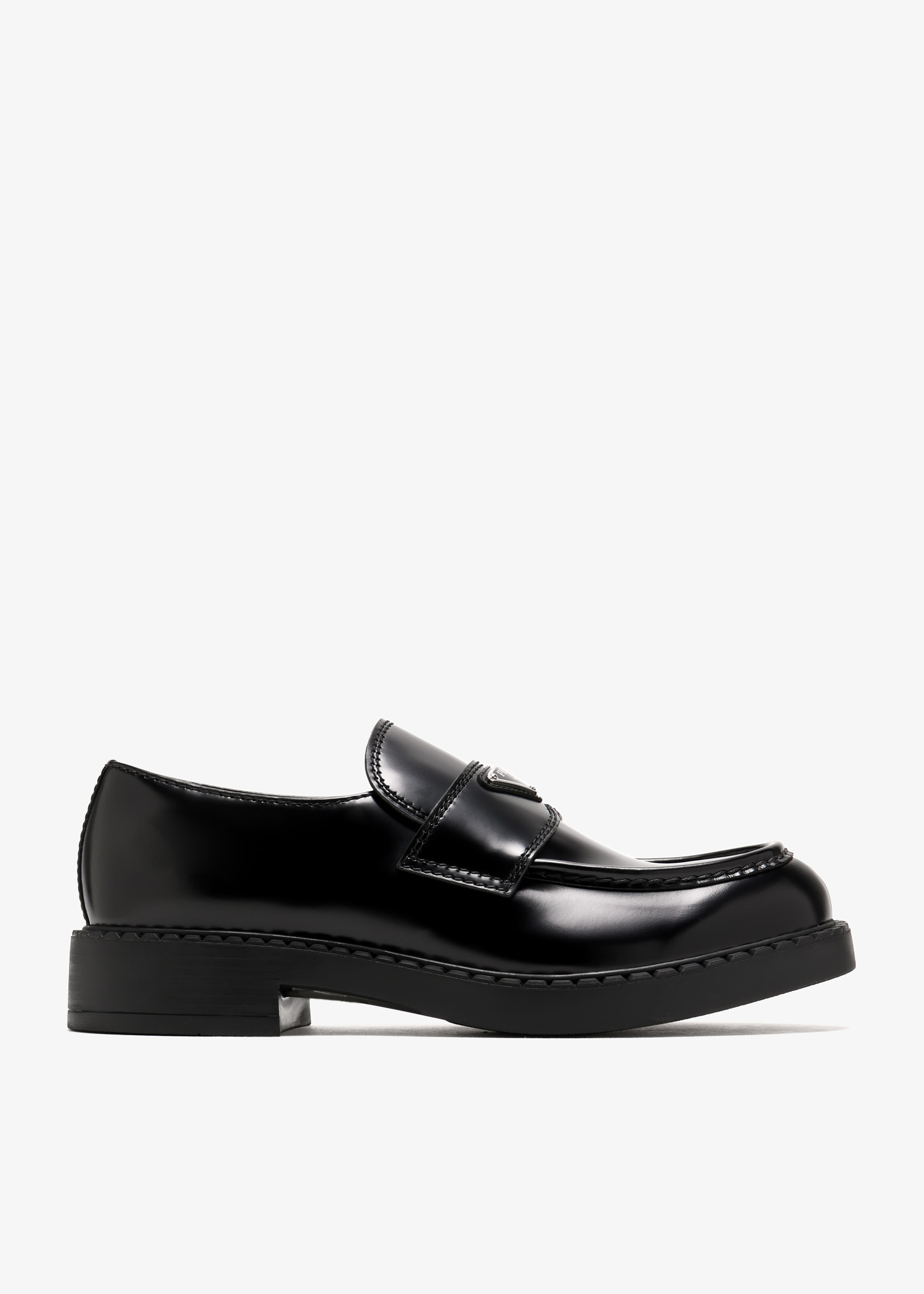 

Chocolate brushed leather loafers, Black