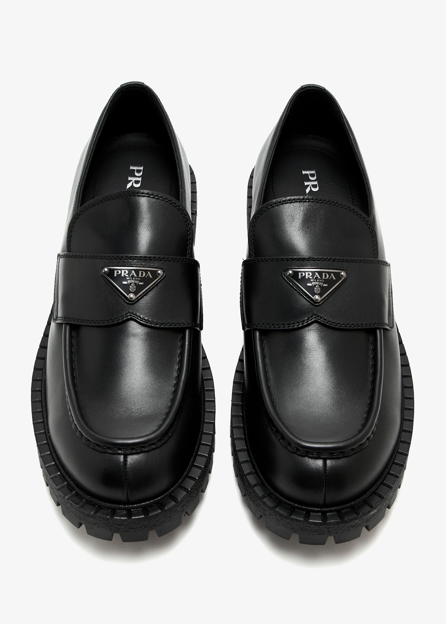 

Brushed leather loafers, Black