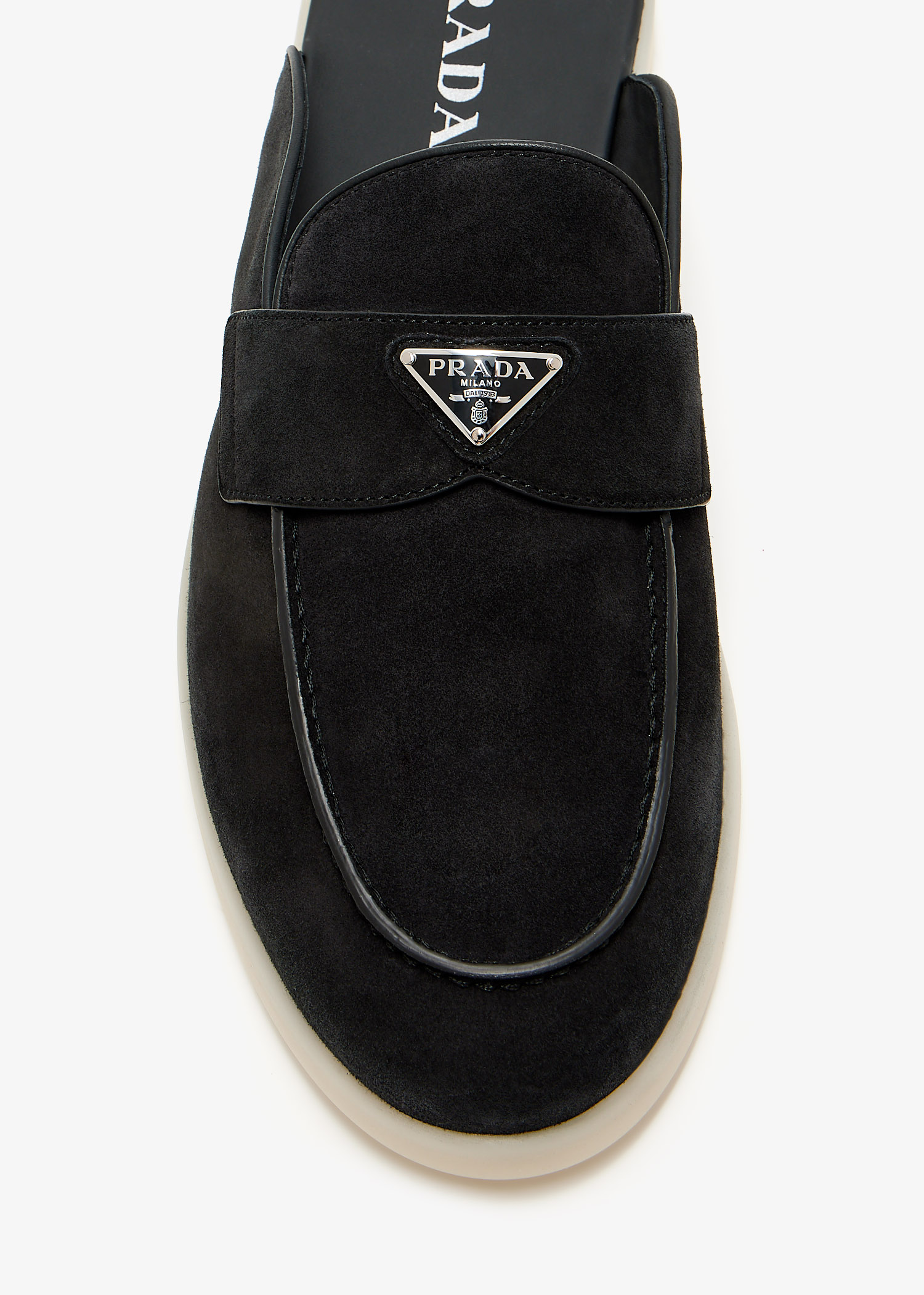 Prada Suede mules for Men - Black in UAE | Level Shoes Prada Suede mules for Men - Black in UAE | Level Shoes