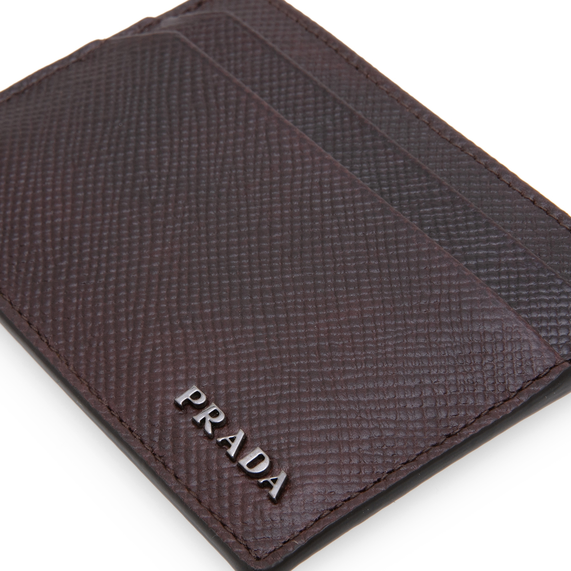 

Saffiano leather card holder, Brown