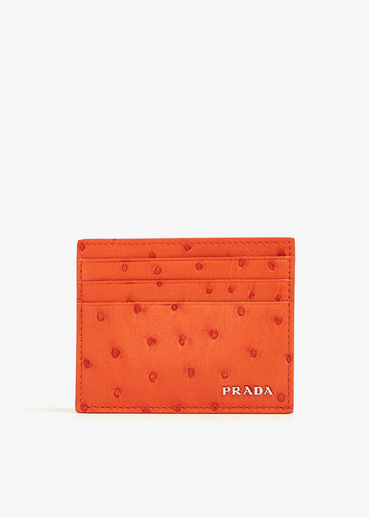 

Ostrich leather card holder, Orange