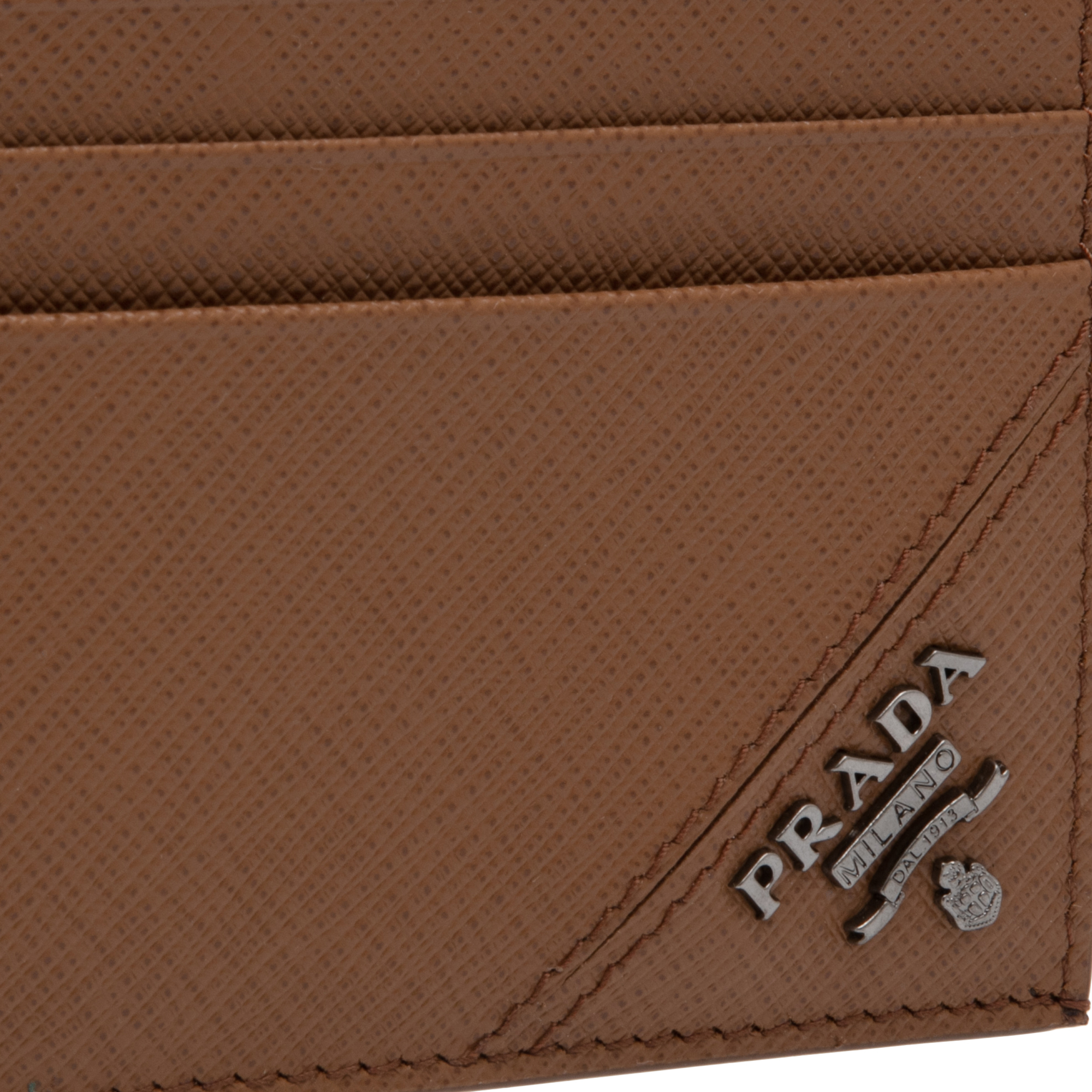 

Saffiano leather card holder, Brown