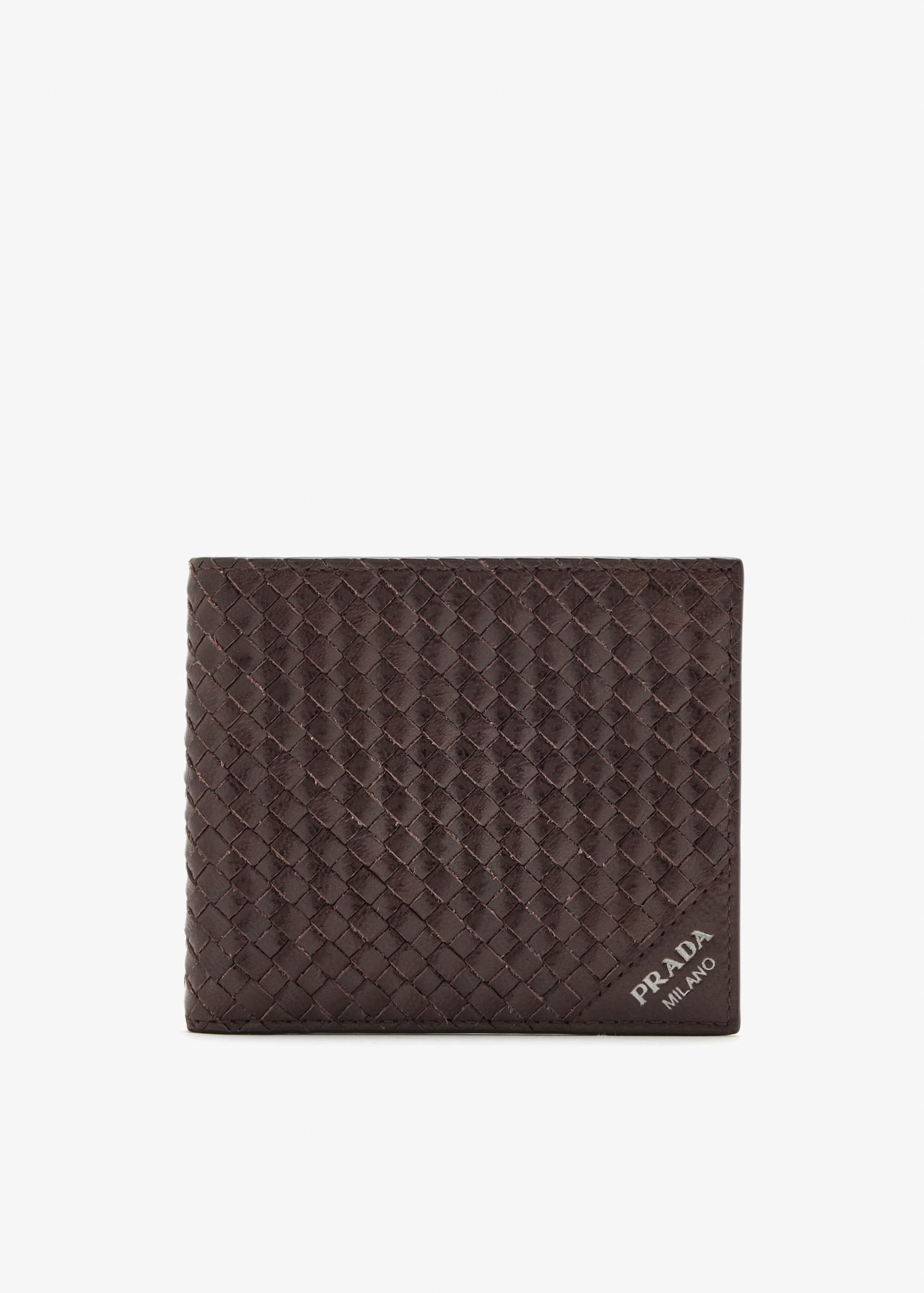 

Leather woven wallet, Brown
