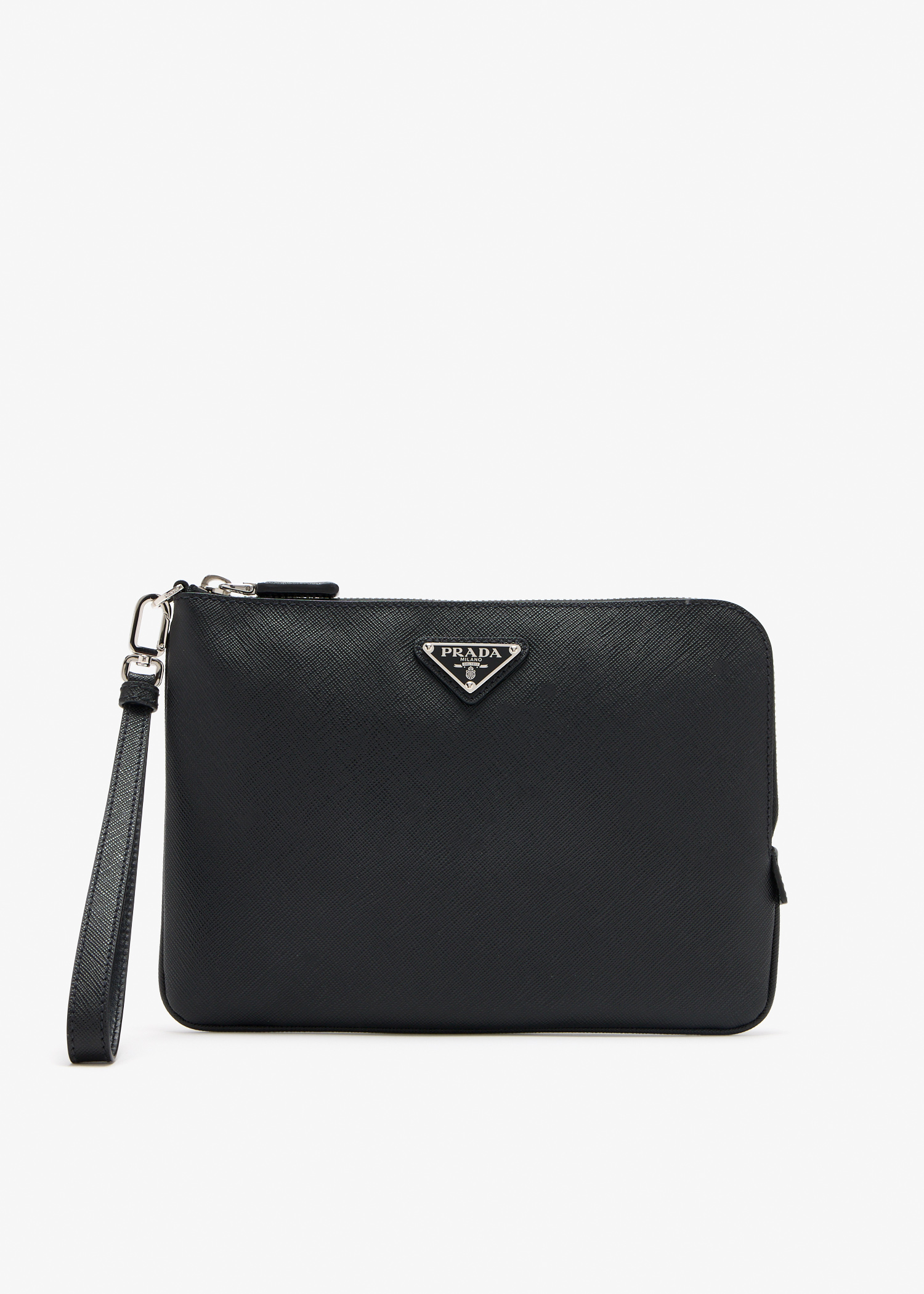 

Saffiano leather pouch, Black