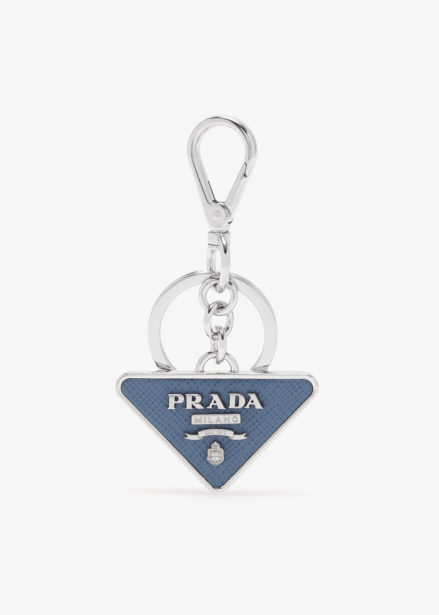 

Saffiano leather and metal keychain, Blue