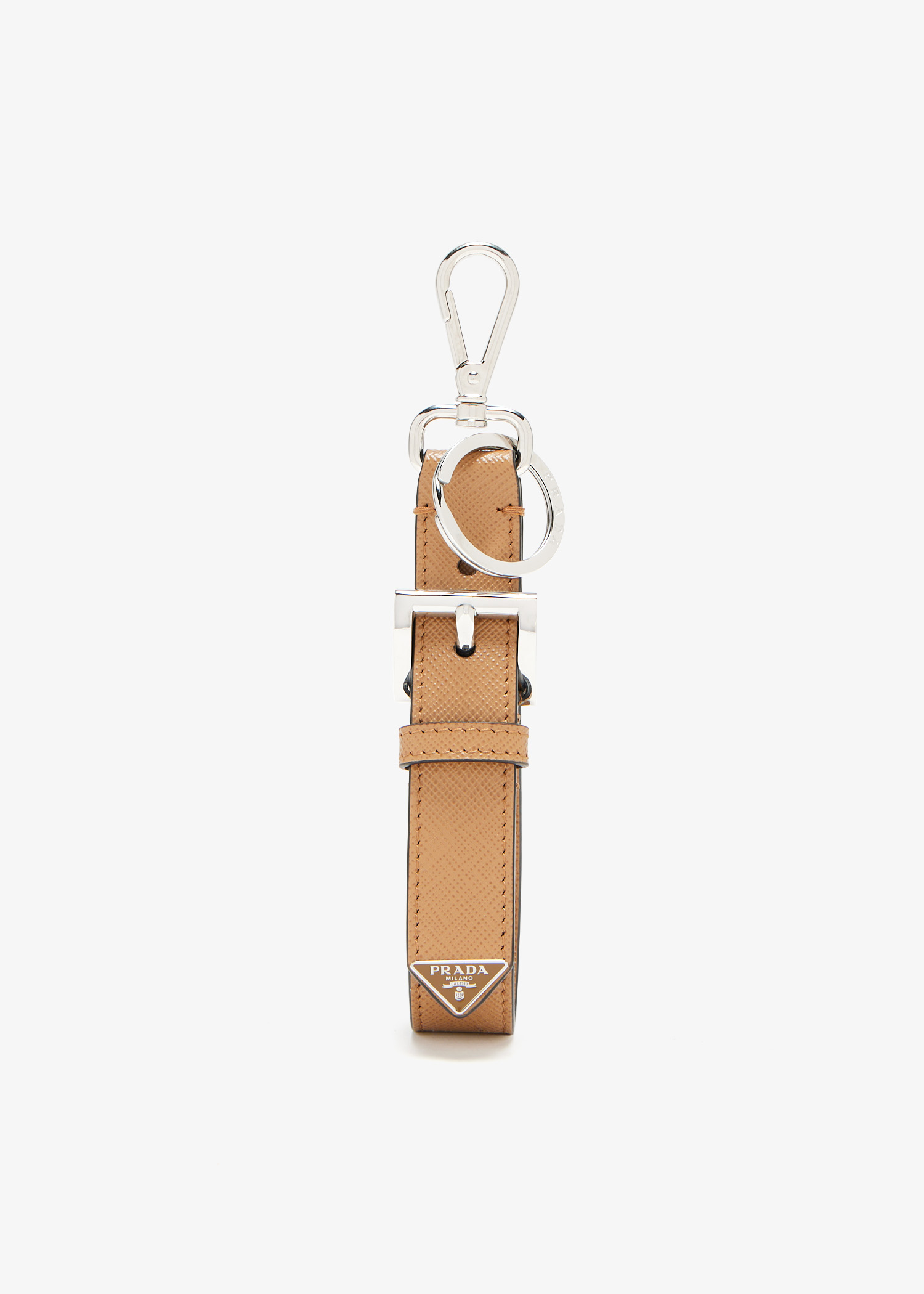 Prada Saffiano leather key ring for Men Beige in KSA Level Shoes