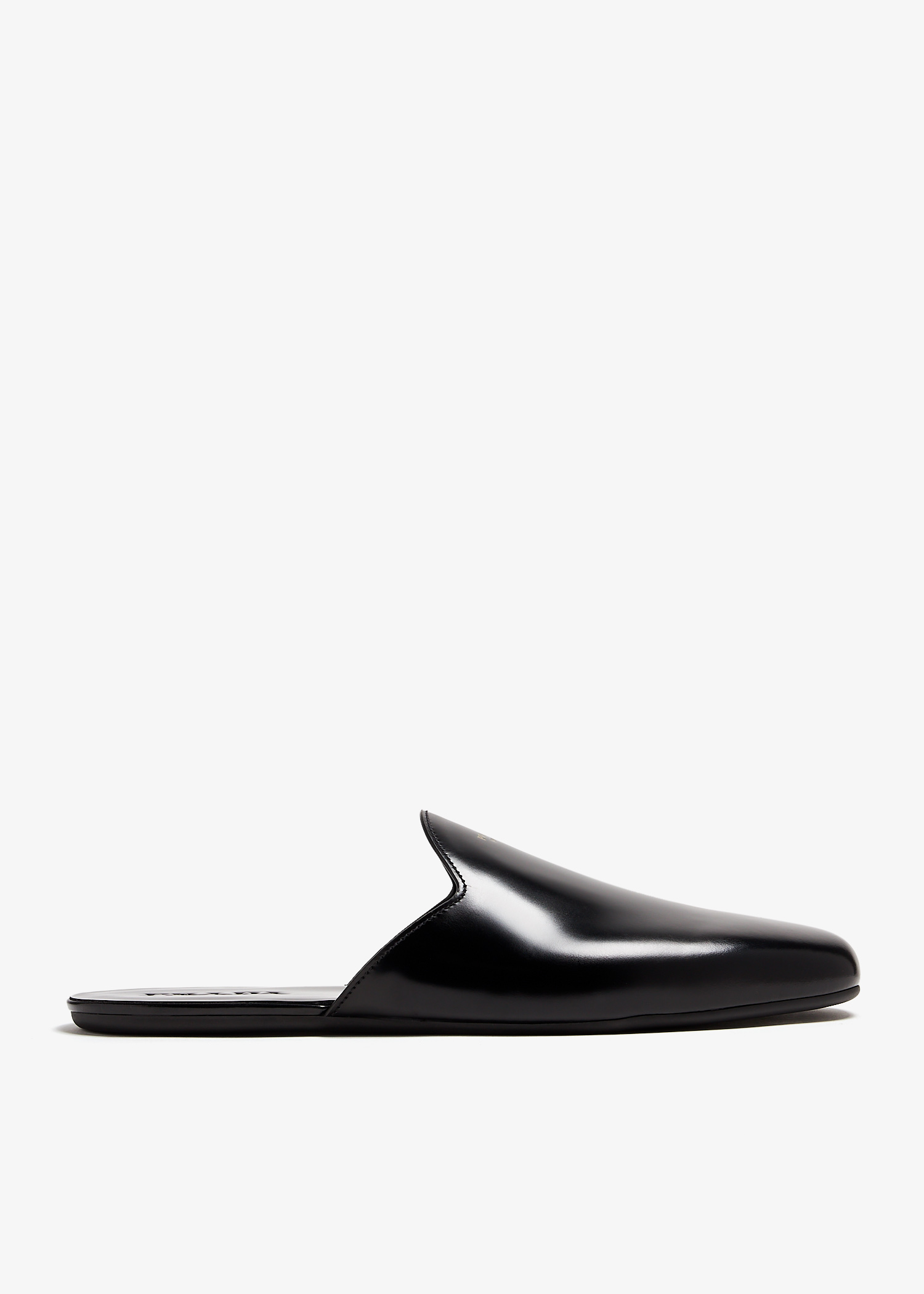 

Brushed leather slippers, Black