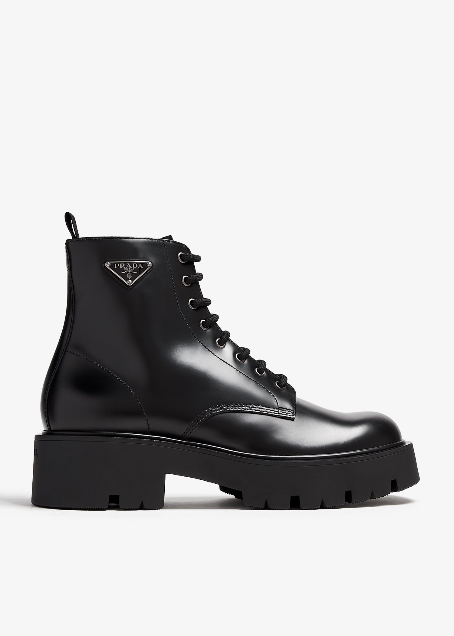 Prada laced leather booties hotsell