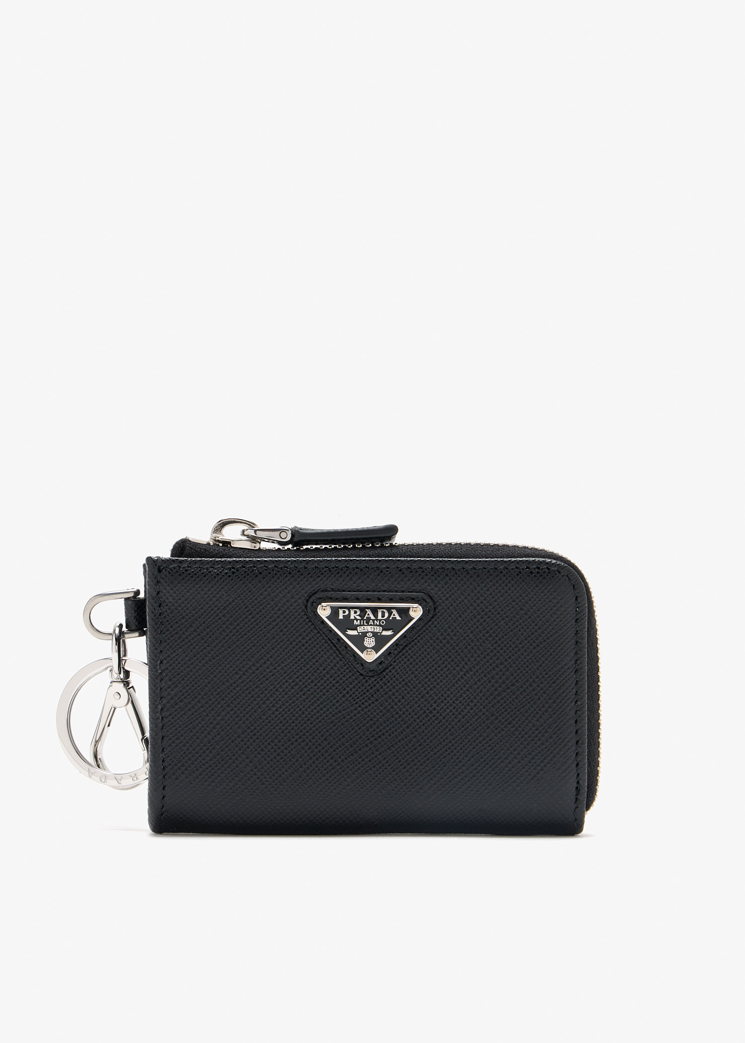 

Saffiano Leather keychain pouch, Black