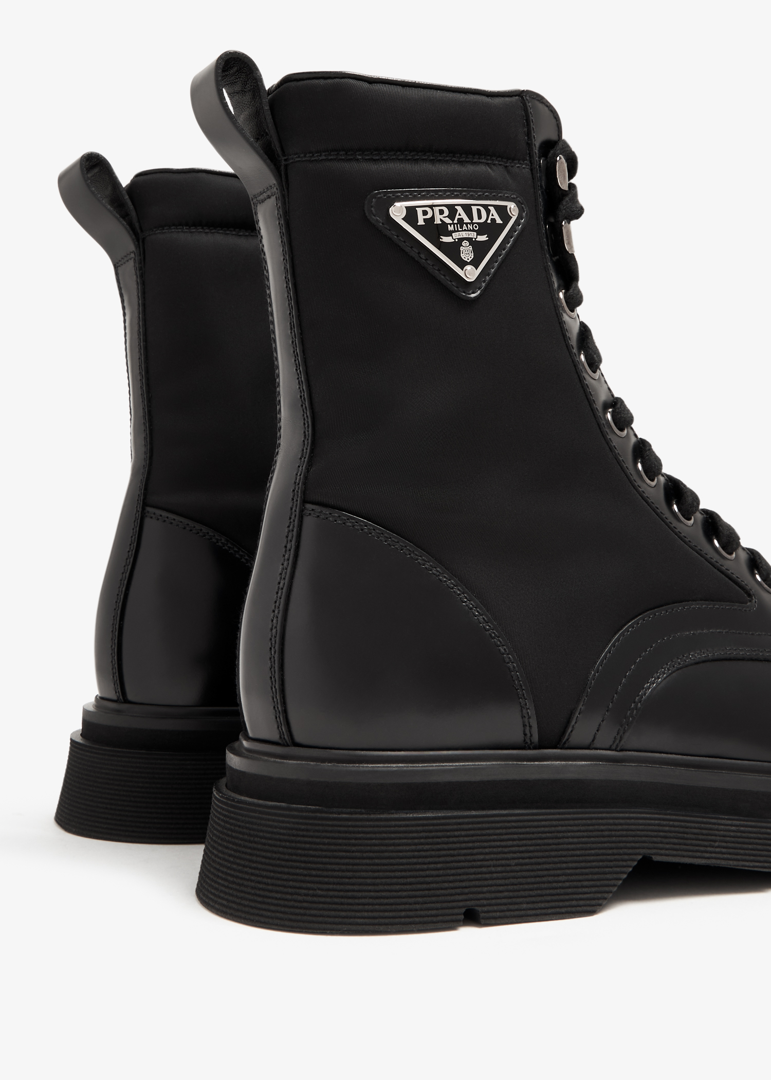 

Brushed leather and nylon boots, Black