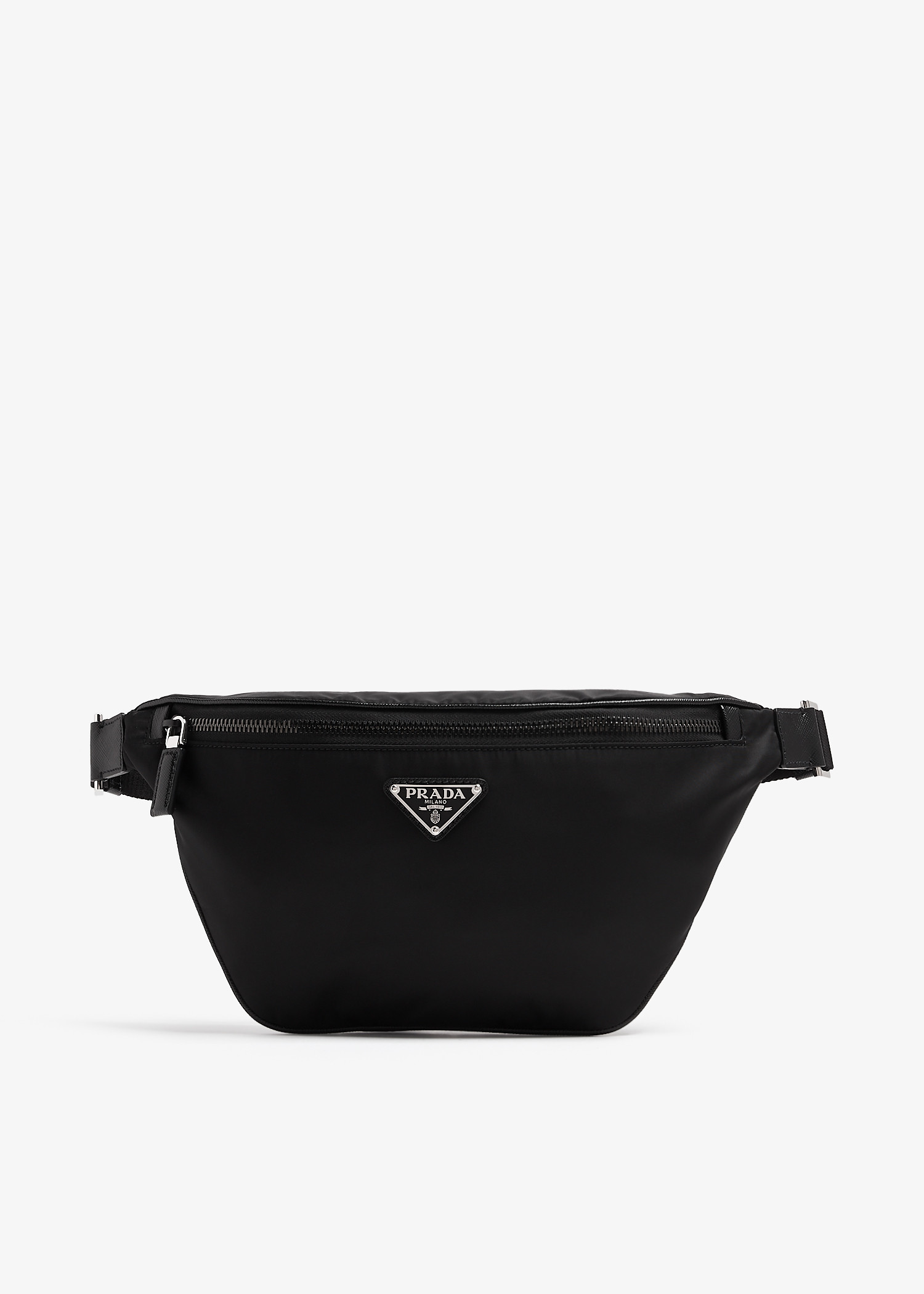 

Re-Nylon and Saffiano leather belt bag, Black