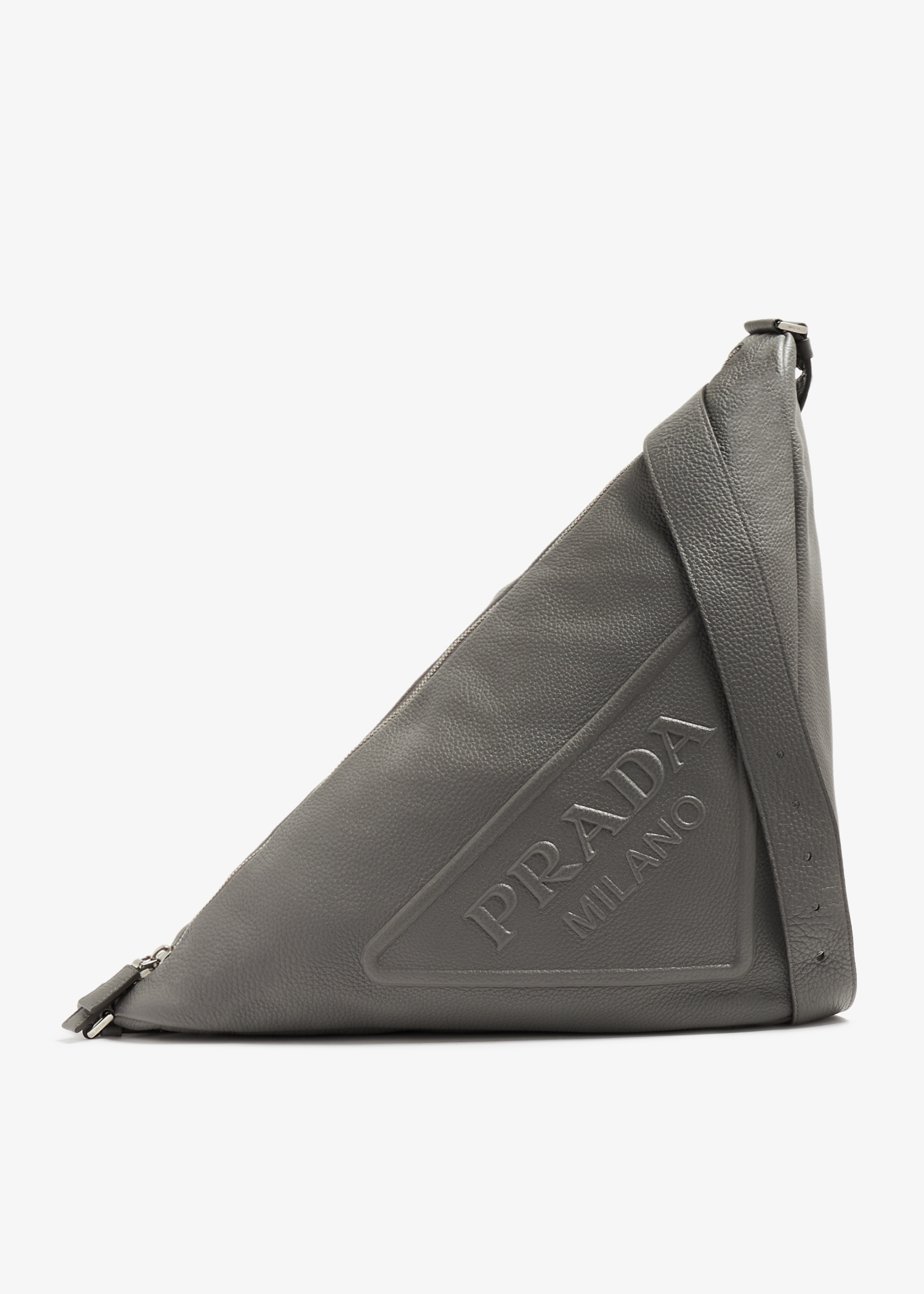 

Triangle large leather bag, Grey